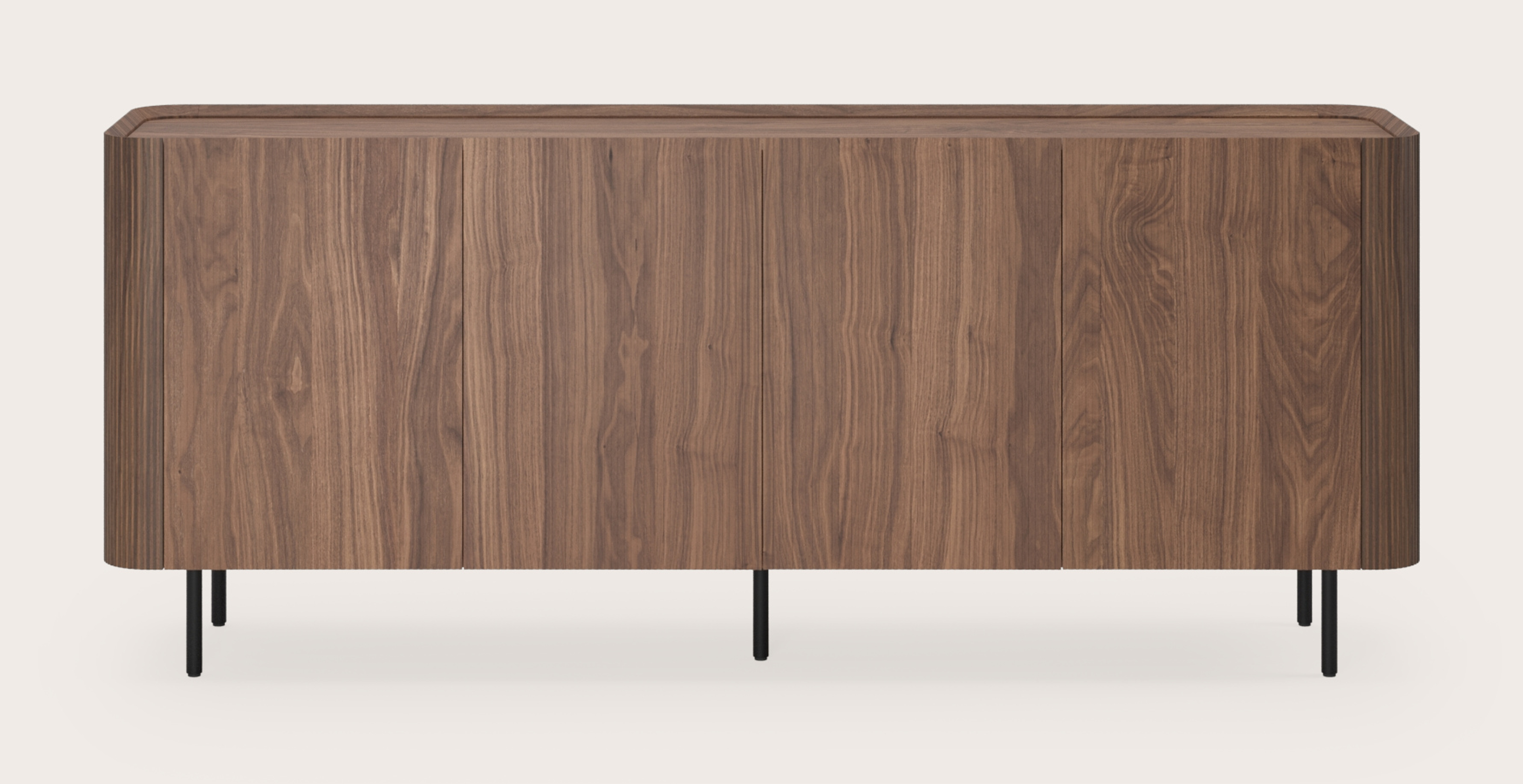 Grivato dressoir in walnoot met ronde poten 203 x 45 cm