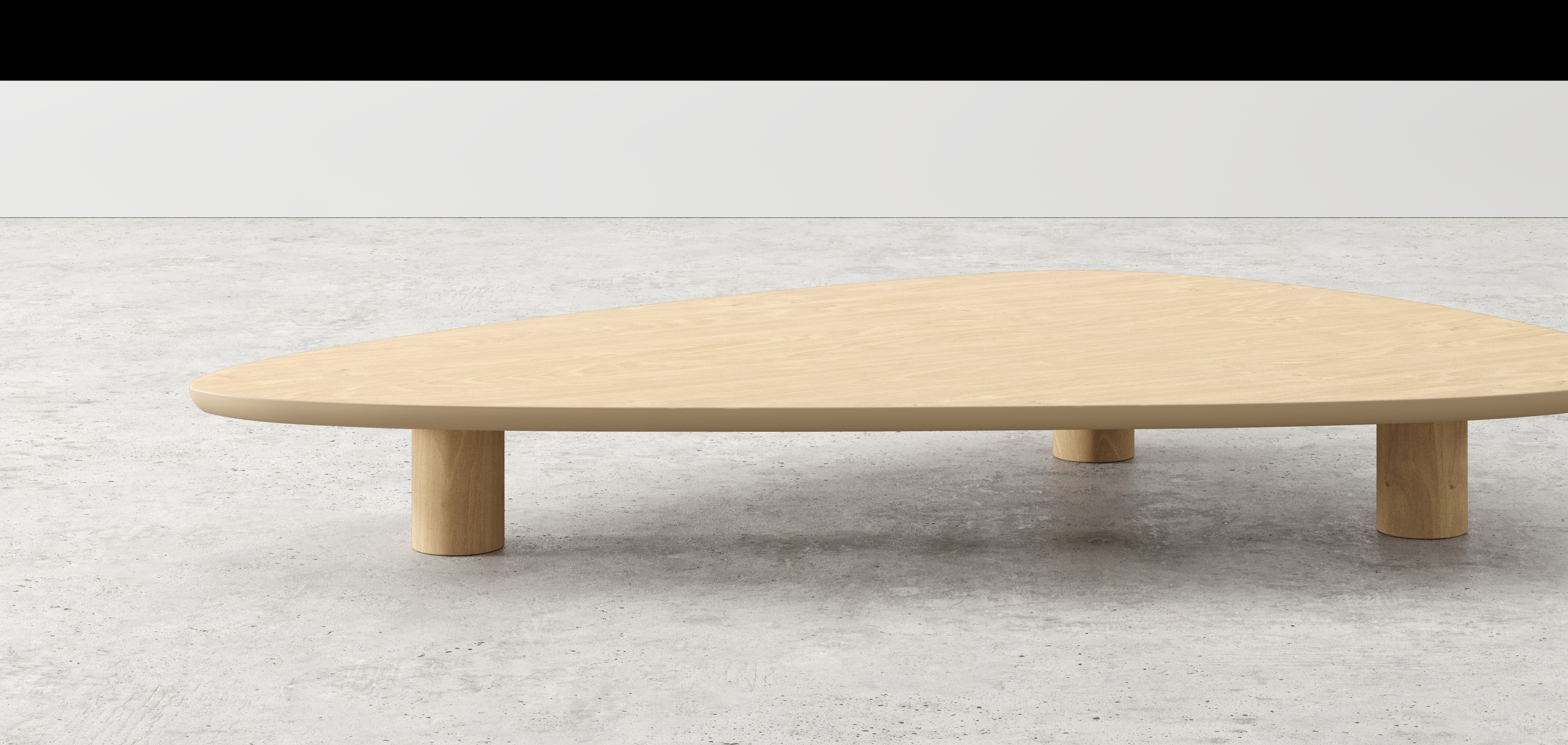 Salontafel Amato XSmall Rondo onderstel met plectrumvormig Amato blad in natuurkleurige eik 180 x 125 x 24 cm