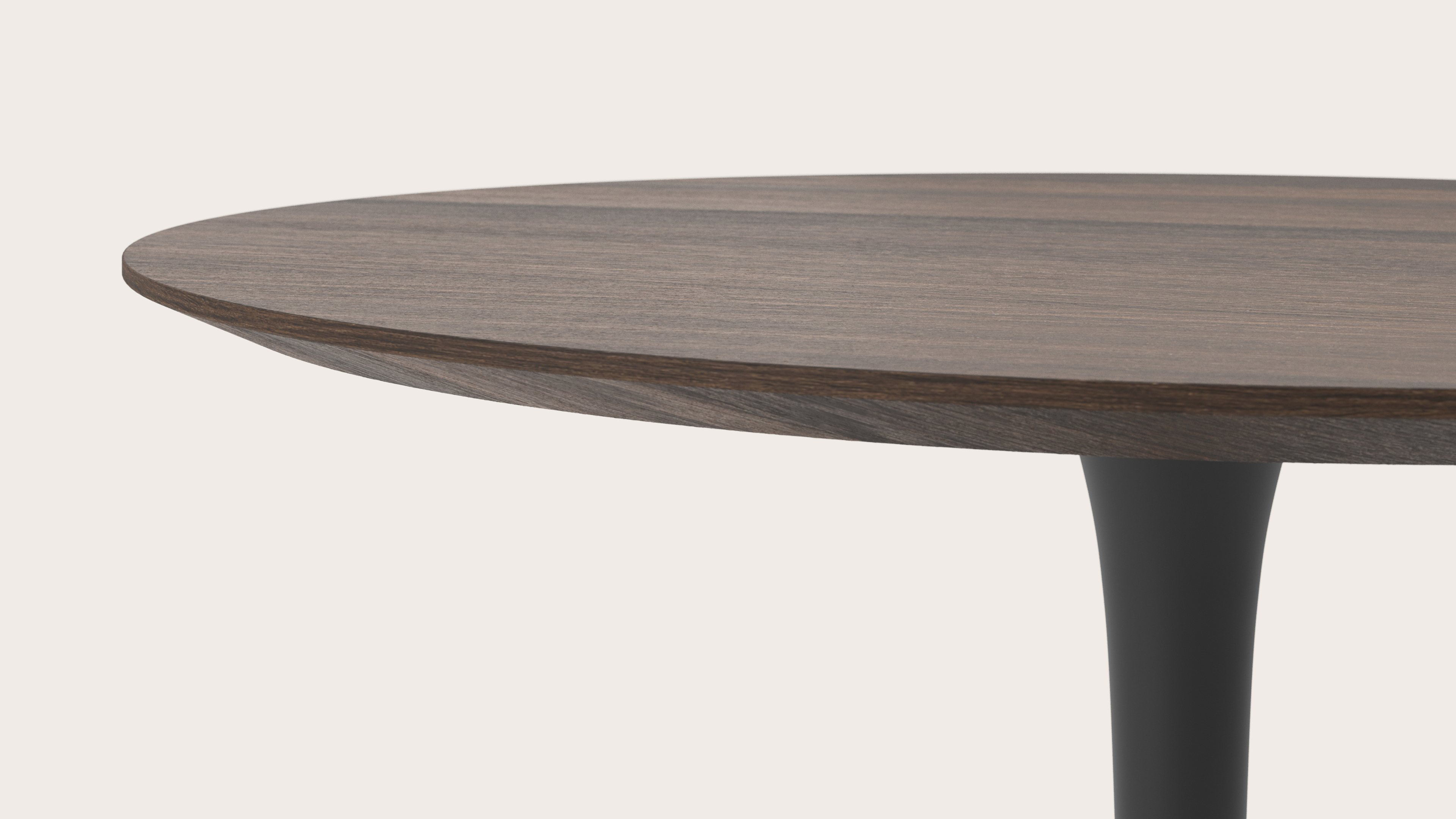 Table de salle à manger Tulipo armature en métal noir avec plateau Finesso rond en chêne fumé Ø100 x H1,9