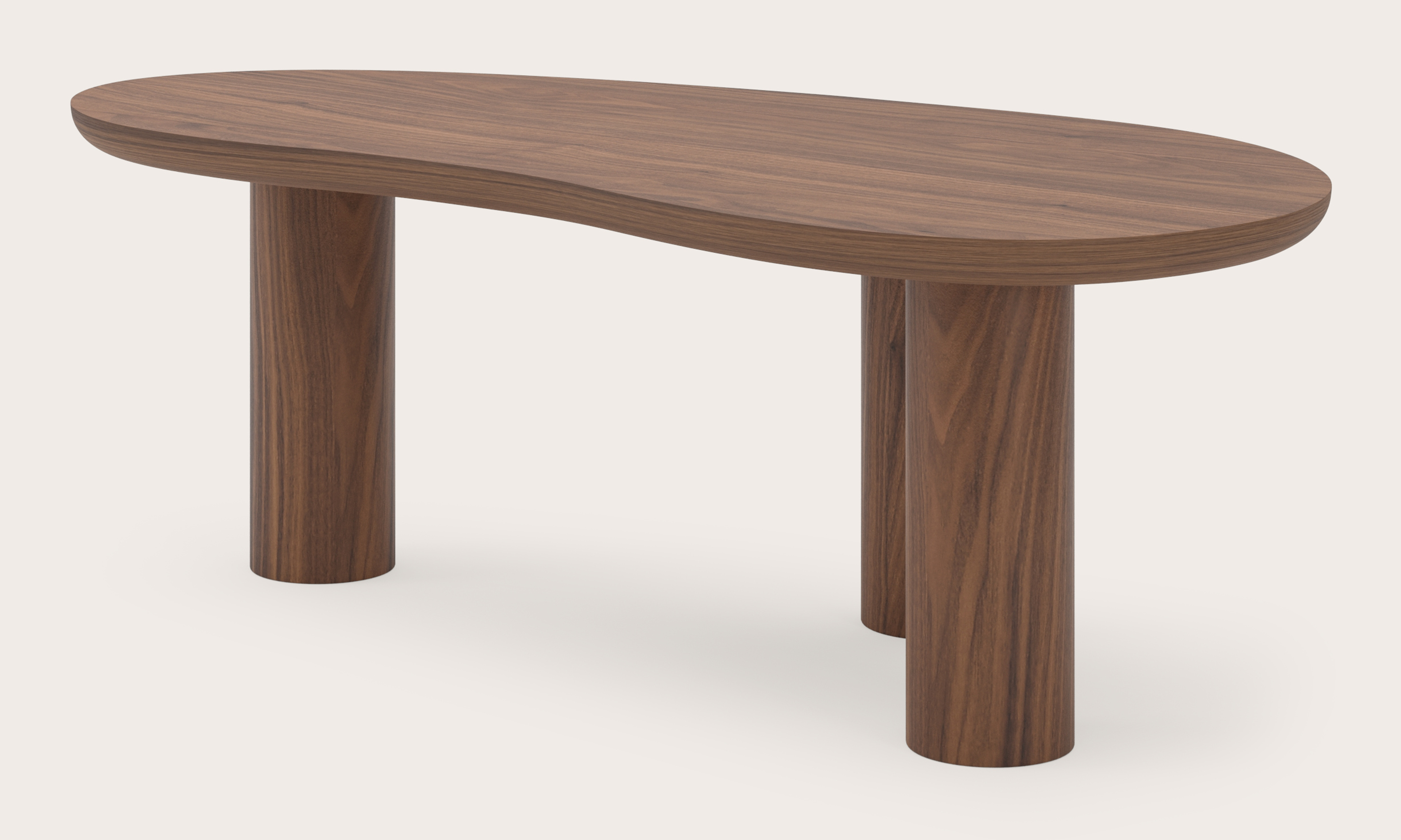 Table basse Amato XSmall Rondo armature avec plateau Amato en forme blob en noyer 113 x 56 x 39 cm
