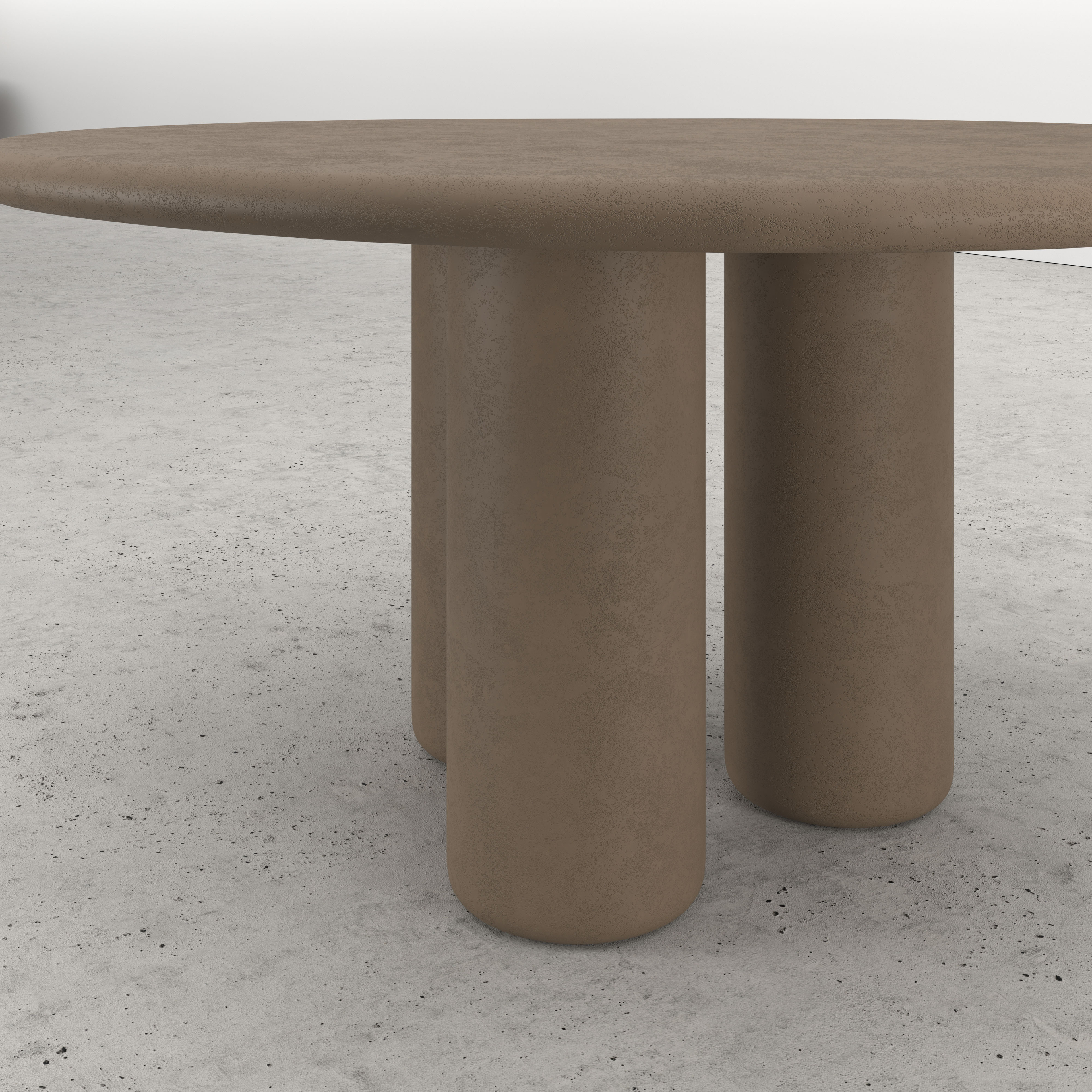 Eettafel Artisano met pebblevormig Artisano blad in Claylime kleur Desert