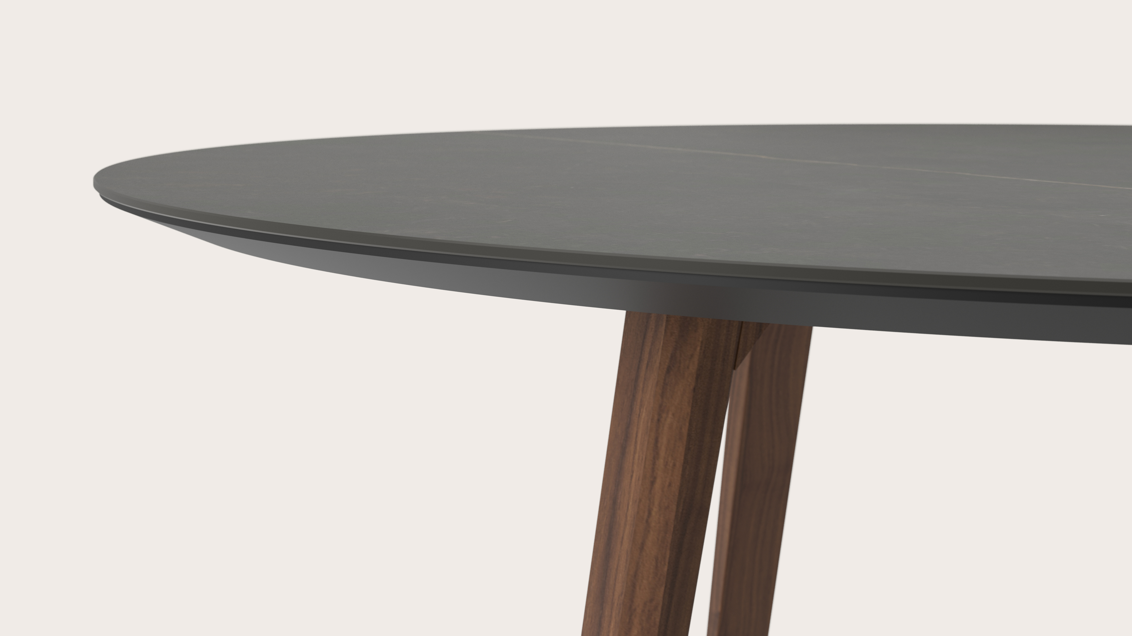 Eettafel Clino onderstel walnoot met Ceramo blad in keramiek kleur Calatorao