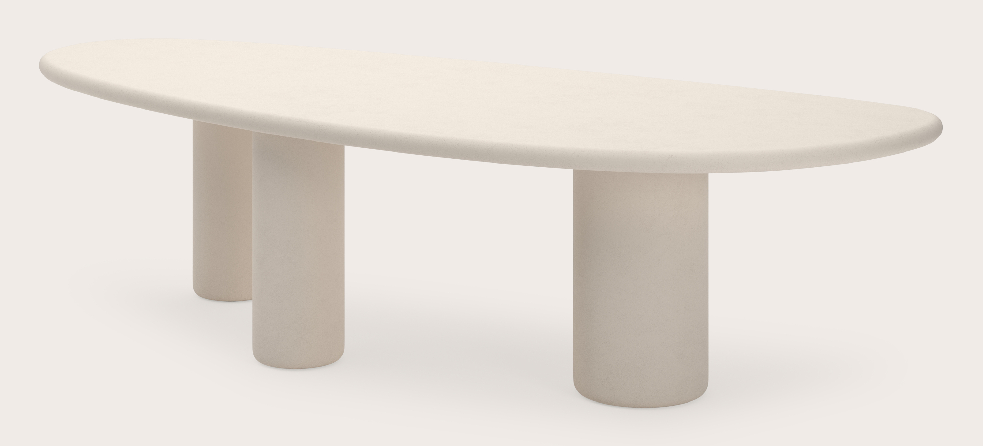 Eettafel Artisano met rockvormig Artisano blad in Claylime kleur Eggshell