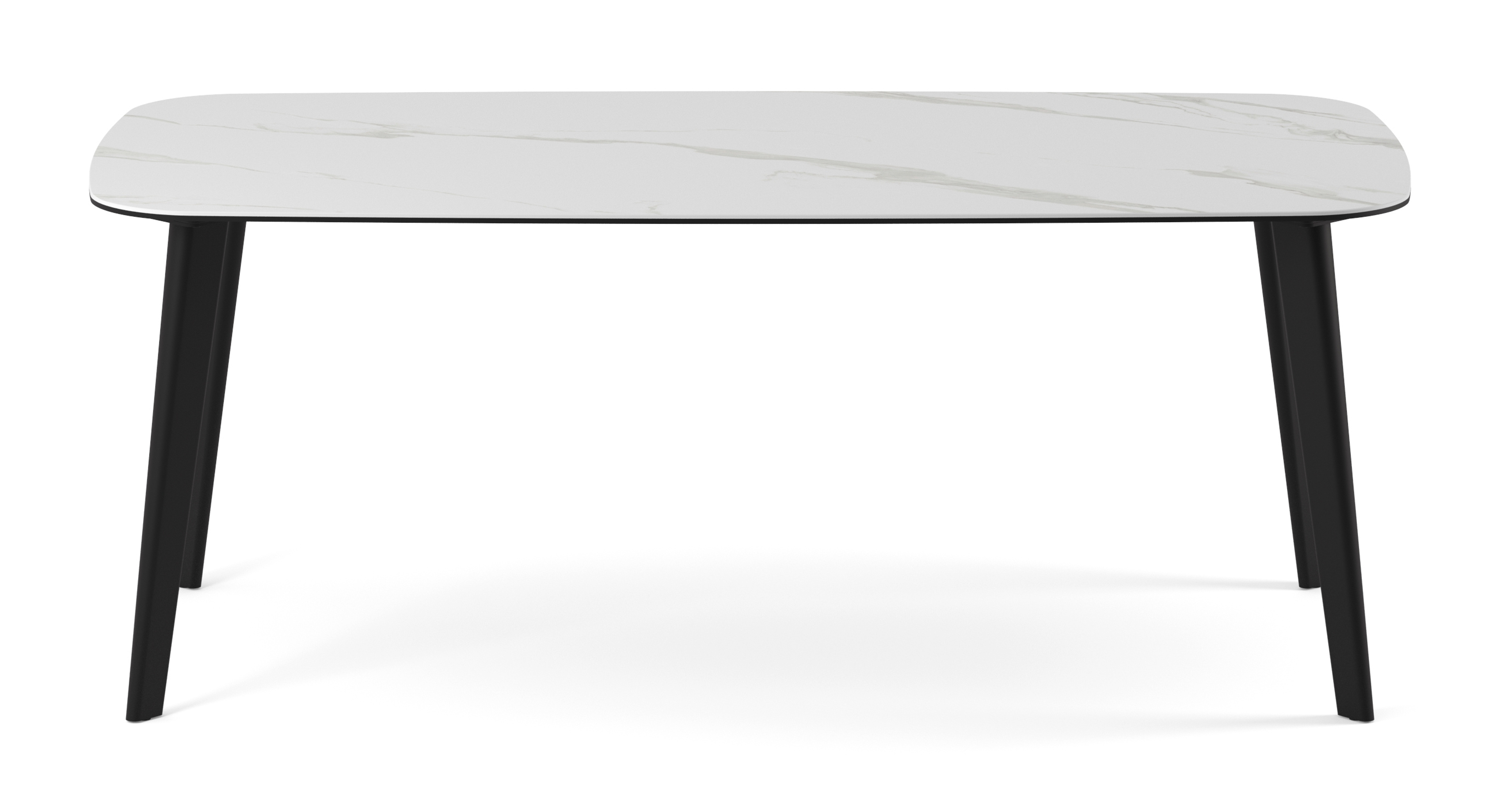 Eettafel Astili onderstel in zwart metaal met bootvormig volkeramisch blad in kleur Noble White 200 x 100 x 76 cm