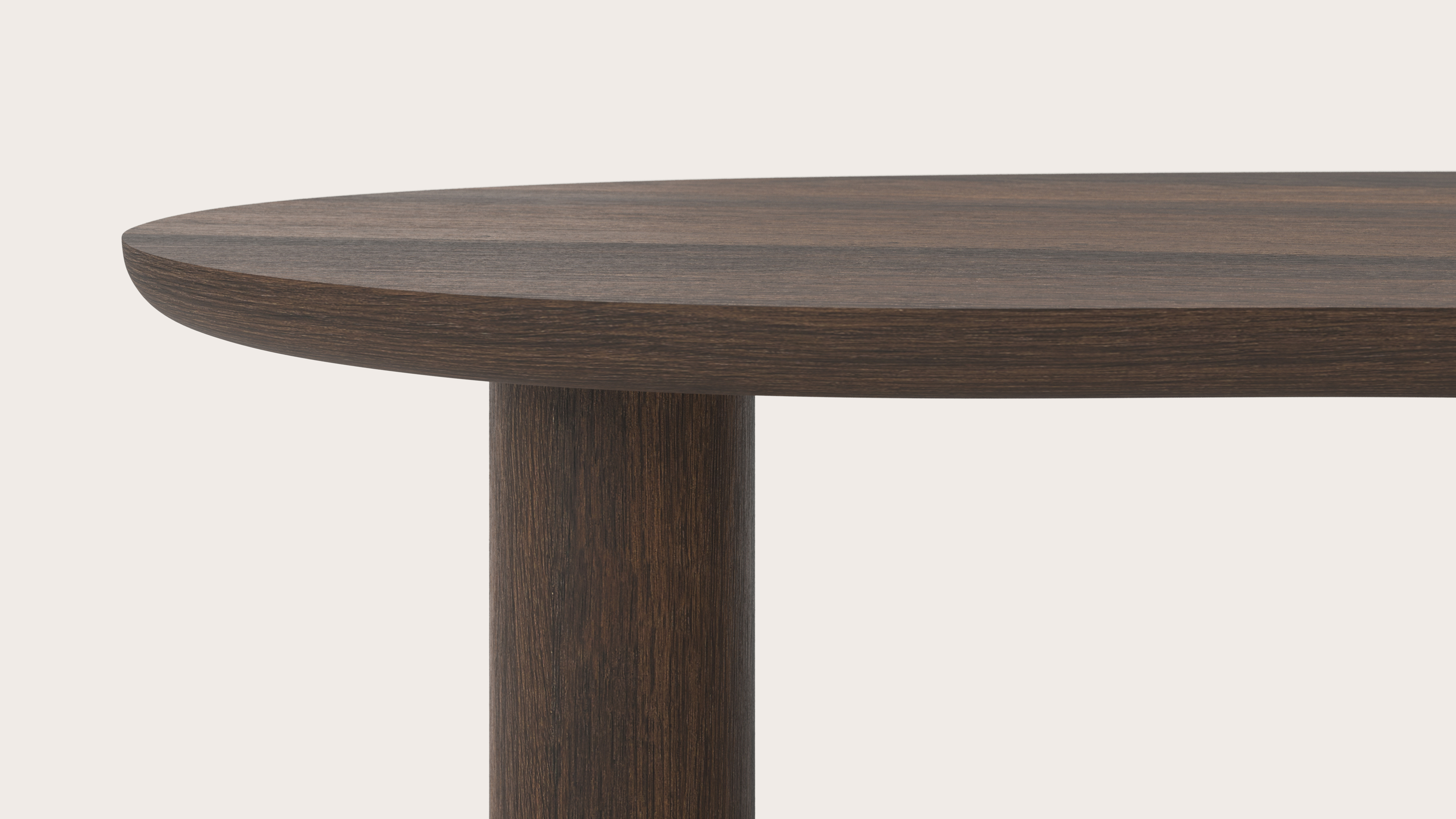 Table basse Amato Rondo XSmall armature avec plateau Amato en forme blob en chêne fumé 135 x 68 x 34 cm