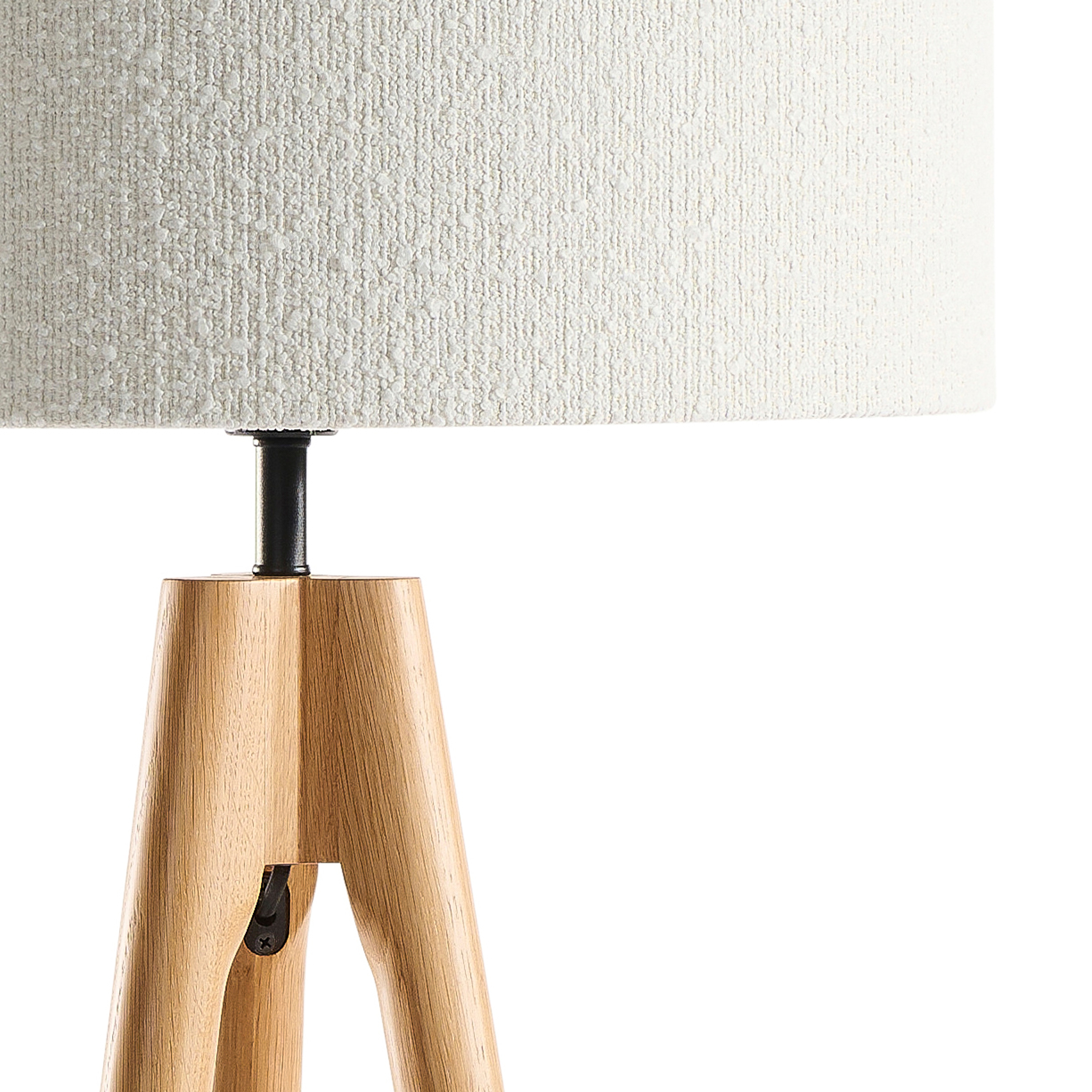 Staande lamp Trepunto in natuurkleurige eik met Giro lampenkap in Bolero stof in kleur White