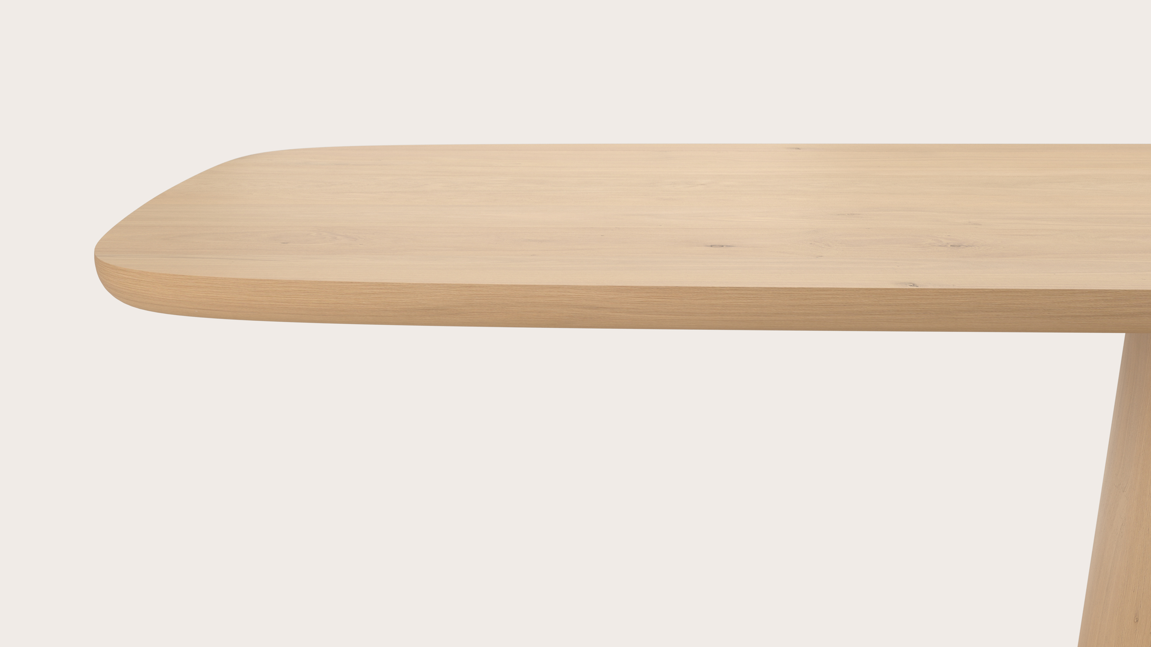 Eettafel Amato Cuadro onderstel met bootvormig Amato blad in natuurkleurige eik 340 x 120 x 76 cm