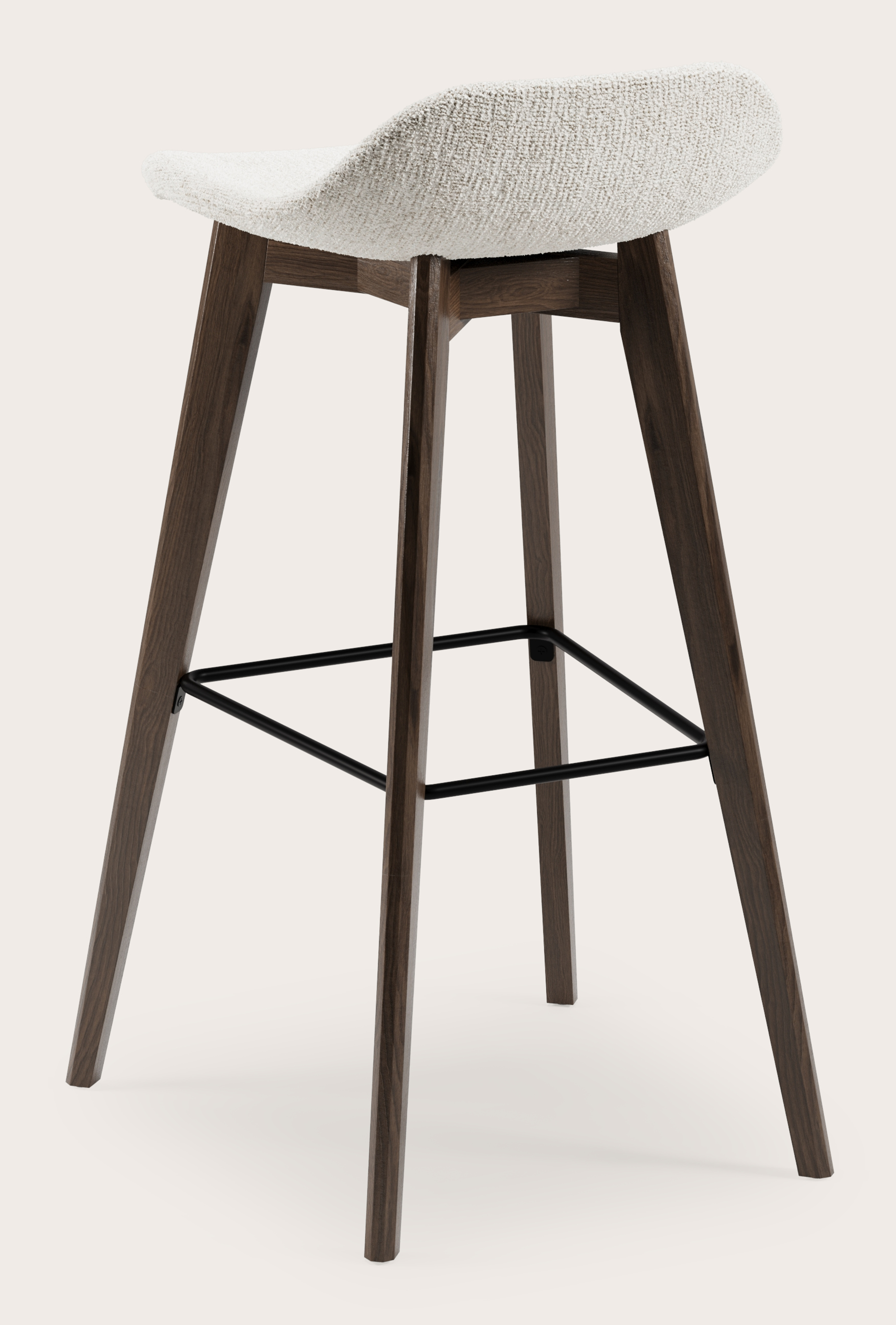 Vasco tabouret de bar haute chêne fumé avec assise en Poco tissu Beige