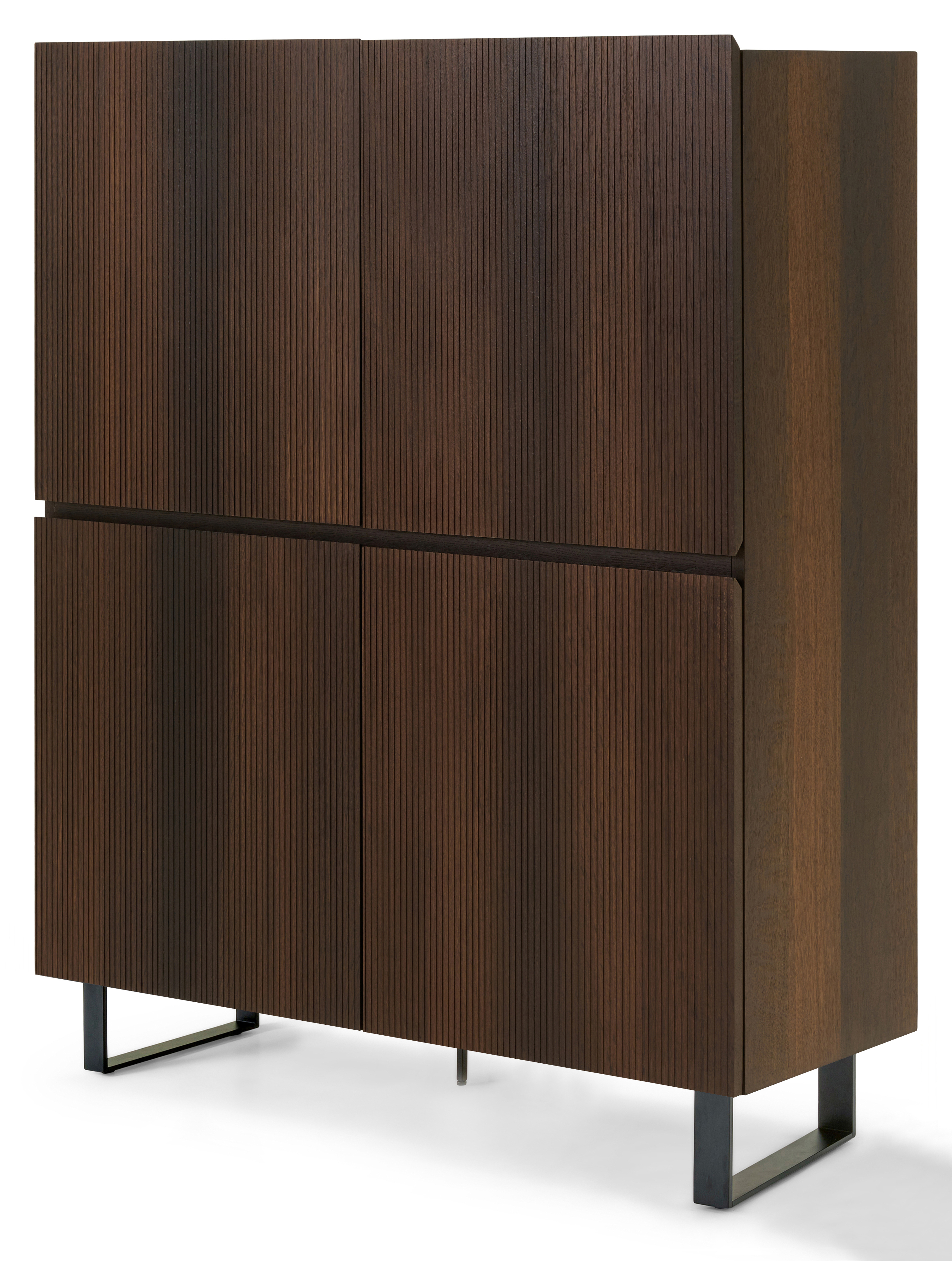 Armoire de bar Grivolo en chêne fumé avec pieds en forme U 120 x 45 cm