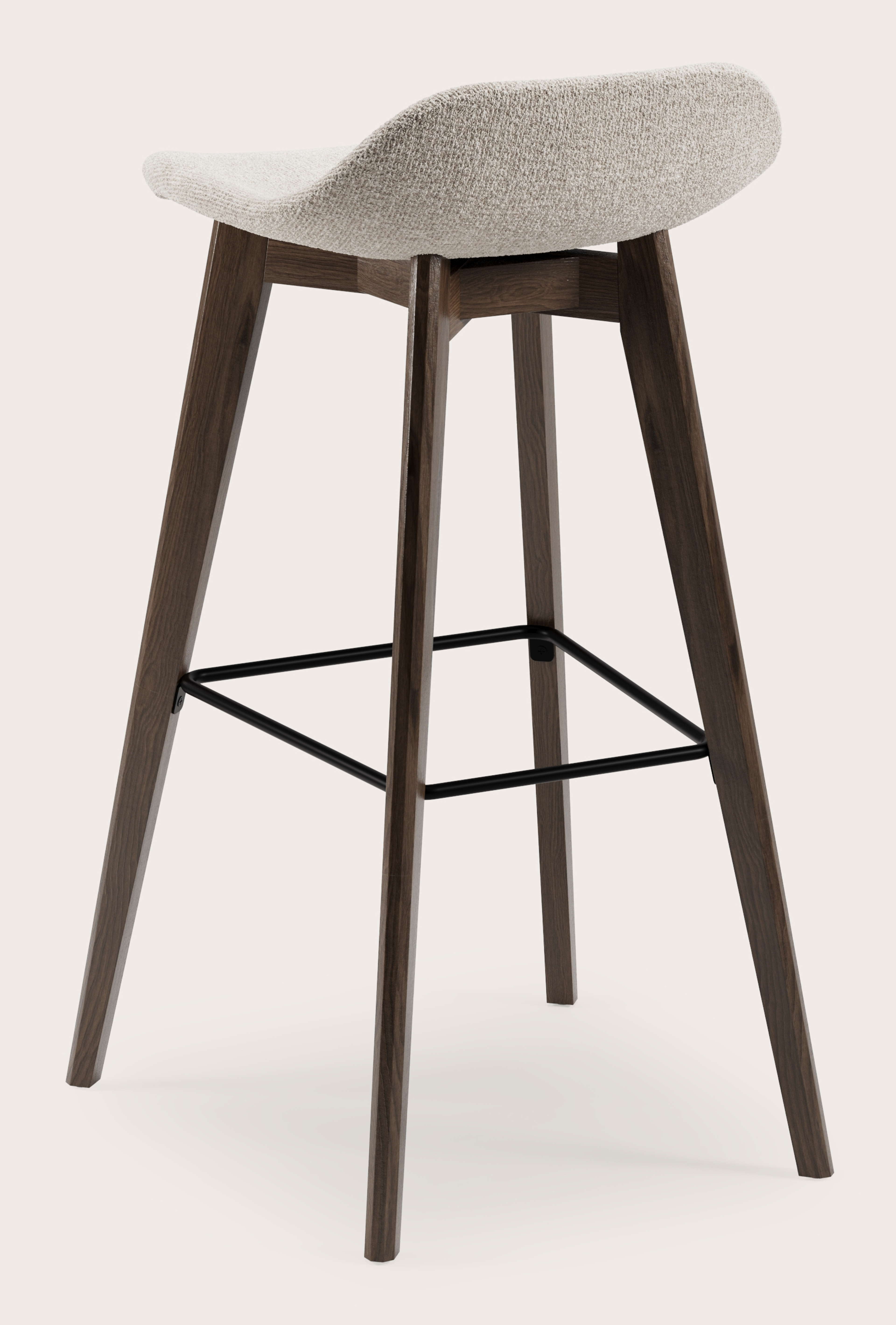 Vasco tabouret de bar haute chêne fumé avec assise en Nova tissu Almond