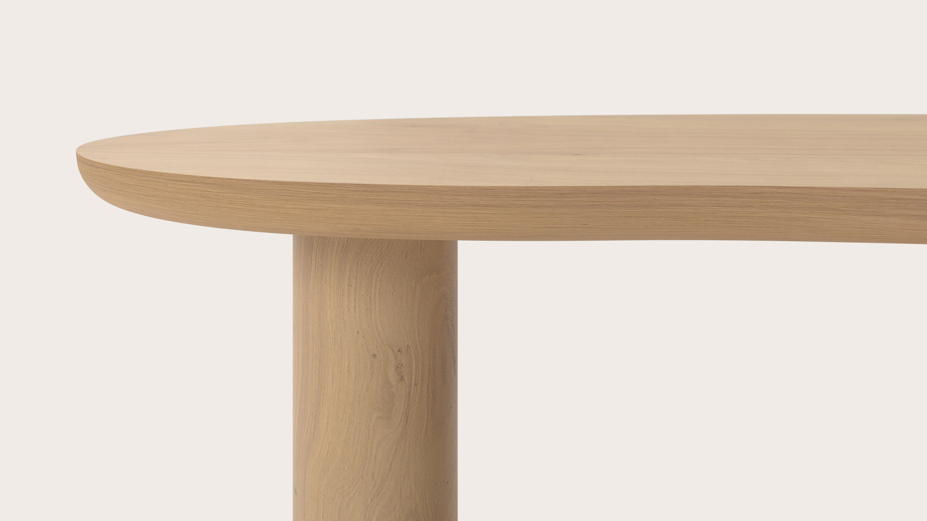 Salontafel Amato XSmall Rondo onderstel met blobvormig Amato blad in natuurkleurige eik 113 x 56 x 39 cm