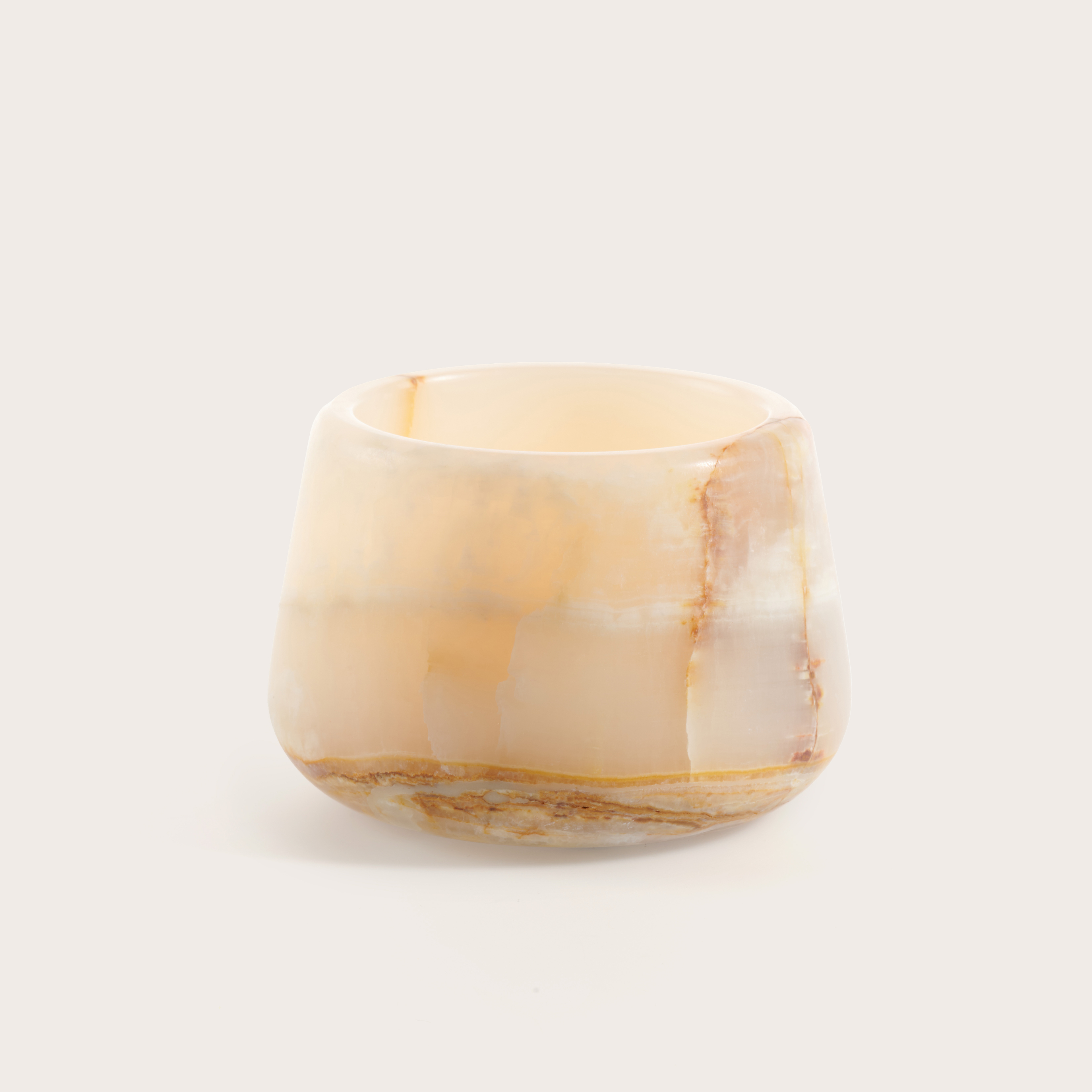 Bowery theelichthouder onyx Travertine Ø12xH8cm