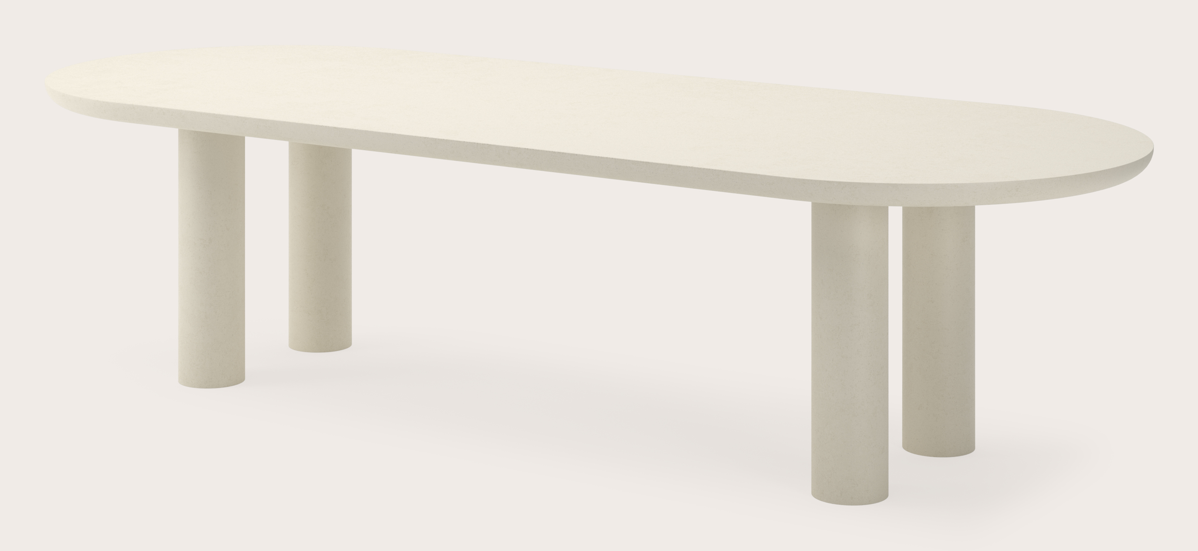 Table de salle à manger Amato Rondo armature avec plateau Amato en forme ovale plat  en Claylime en couleur Ecru 300 x 115 x 79 cm