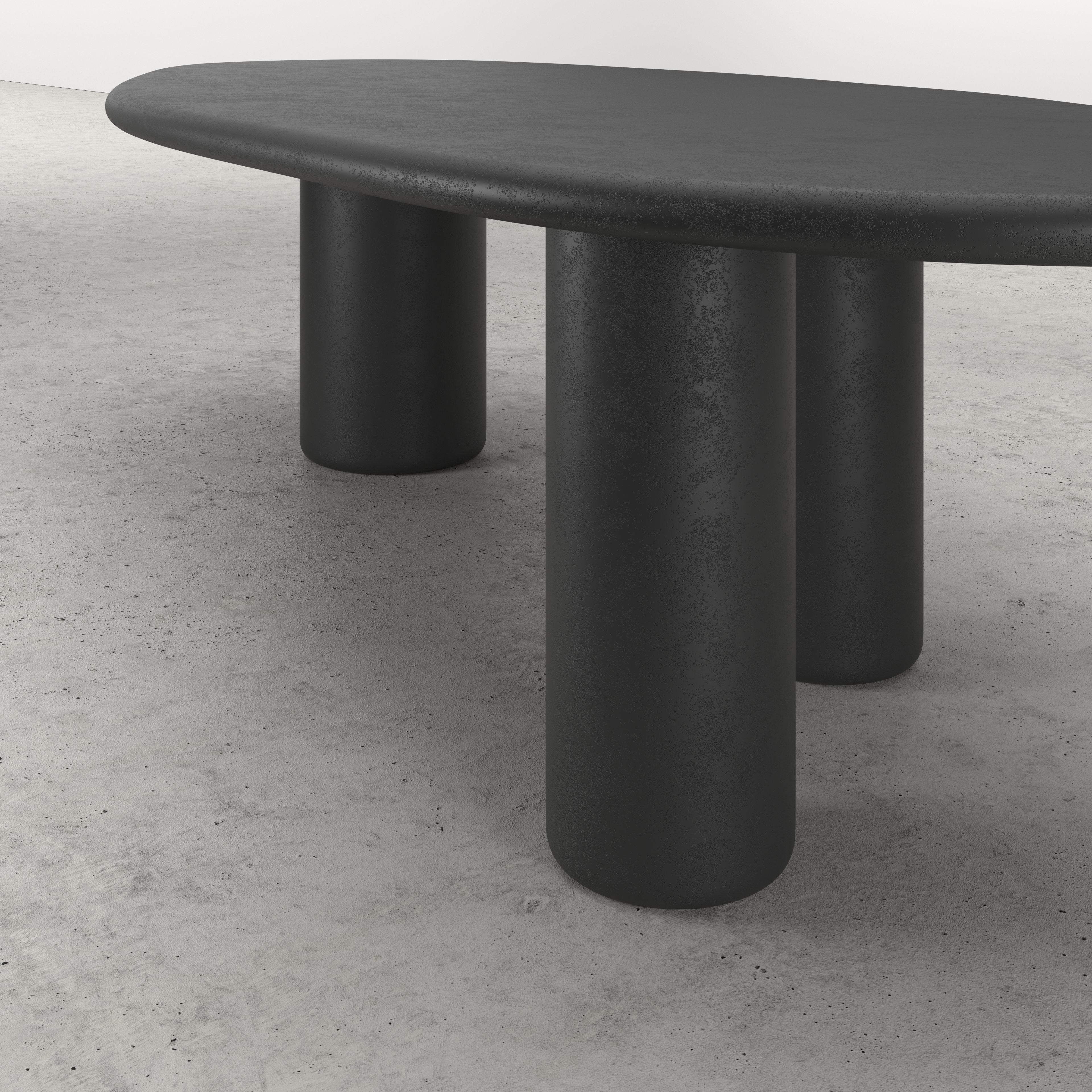 Table de salle à manger Artisano avec plateau Artisano en forme leaf en Claylime couleur Charcoal