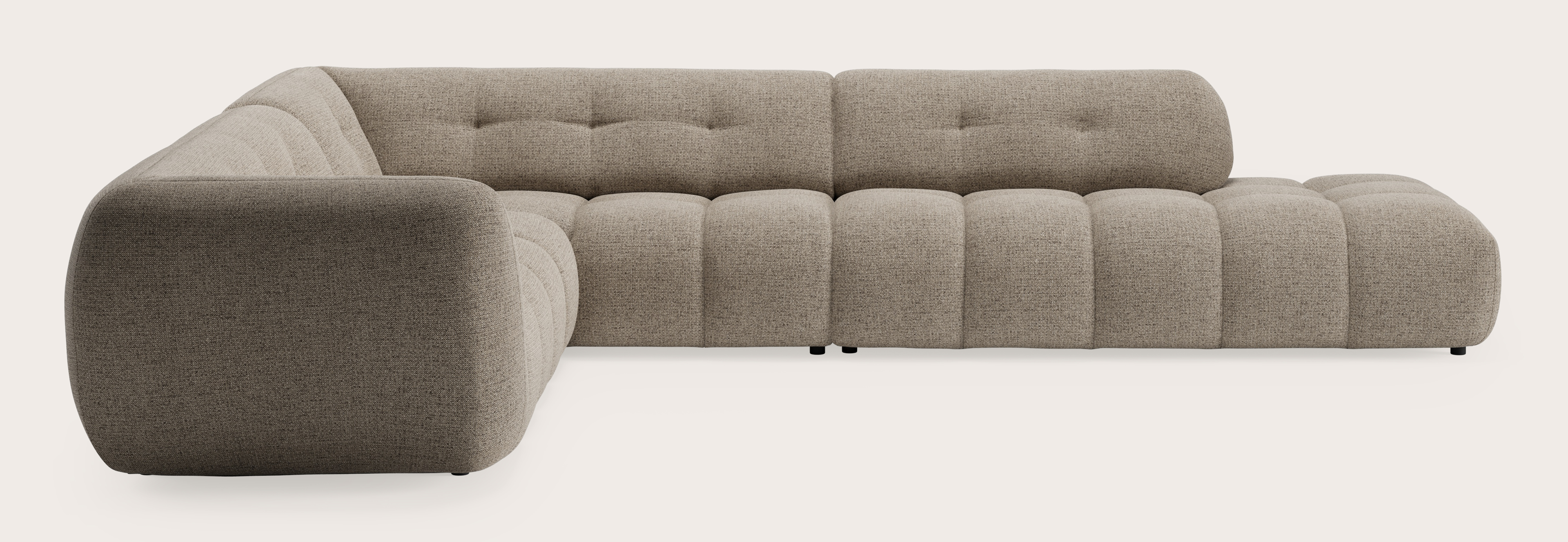 Chubbi canapé d'angle 6 places en Novera tissu Taupe