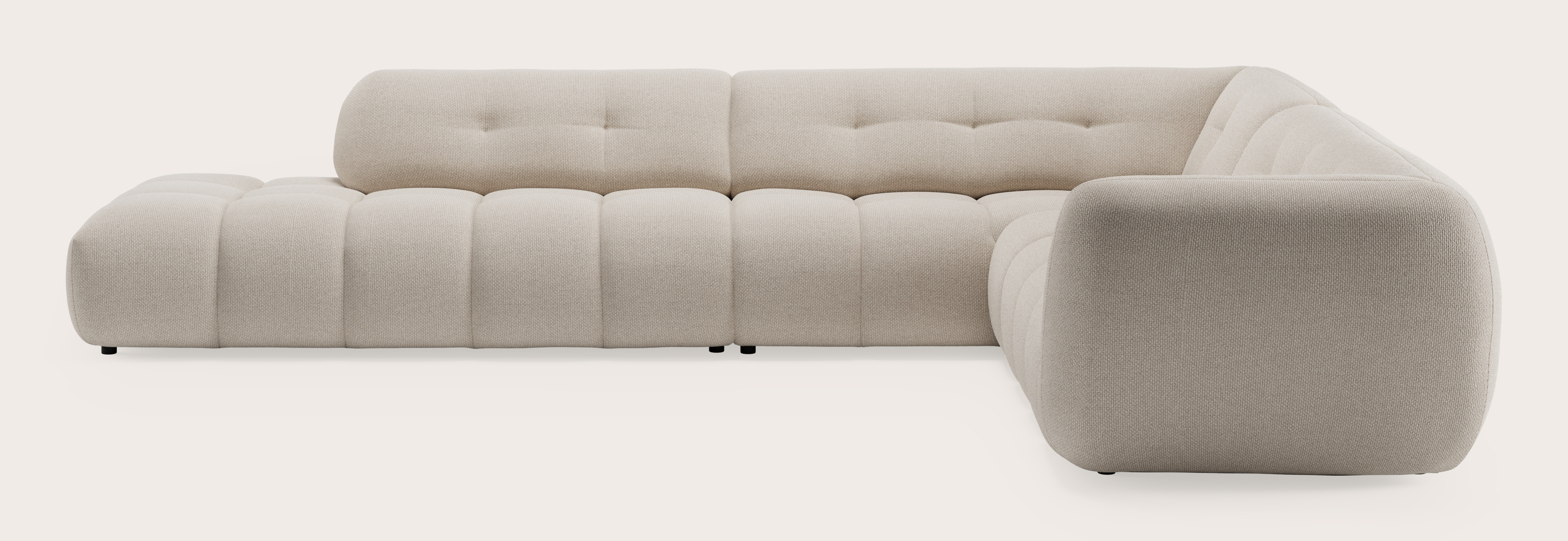 Chubbi canapé d'angle 6 places en Morena tissu Beige