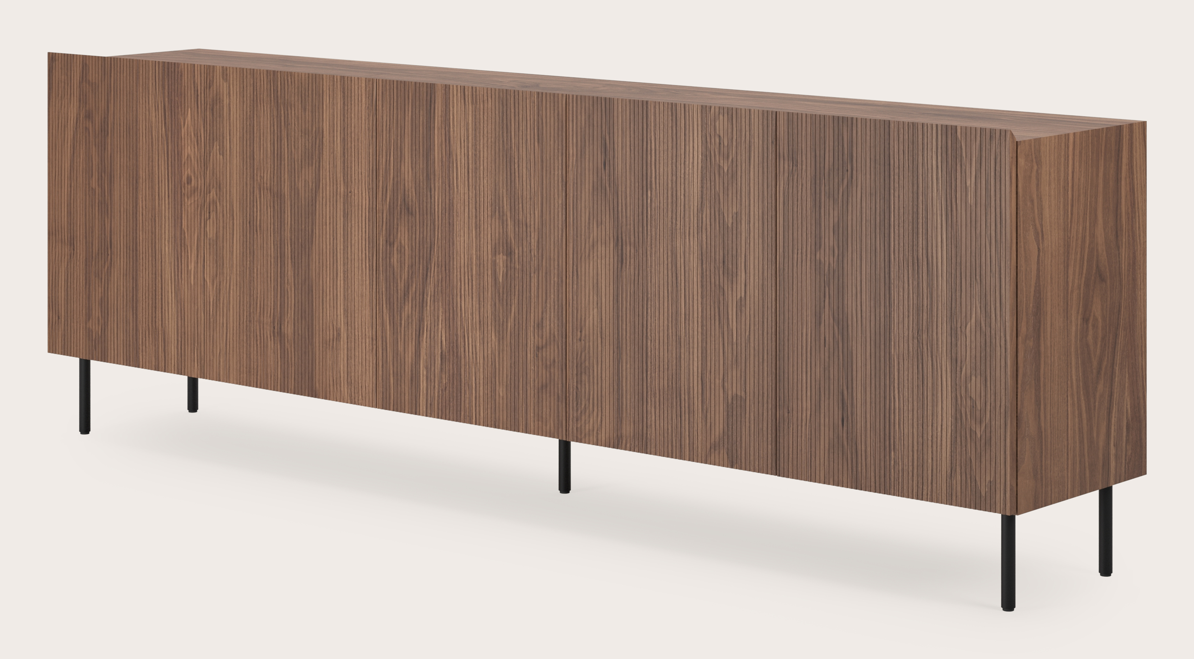 Buffet Grivolo en noyer avec pieds ronds 249 x 45 cm