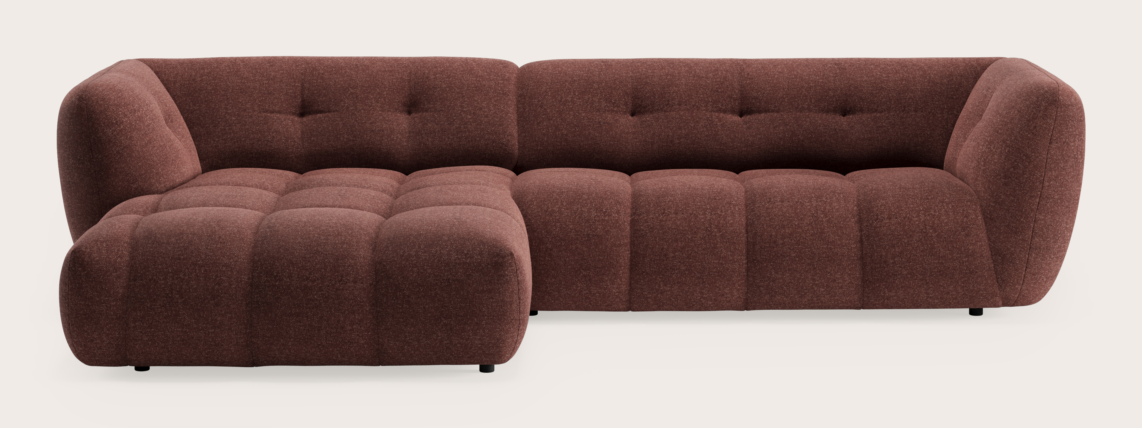 Chubbi canapé d'angle 4 places en Elviro tissu Burgundy
