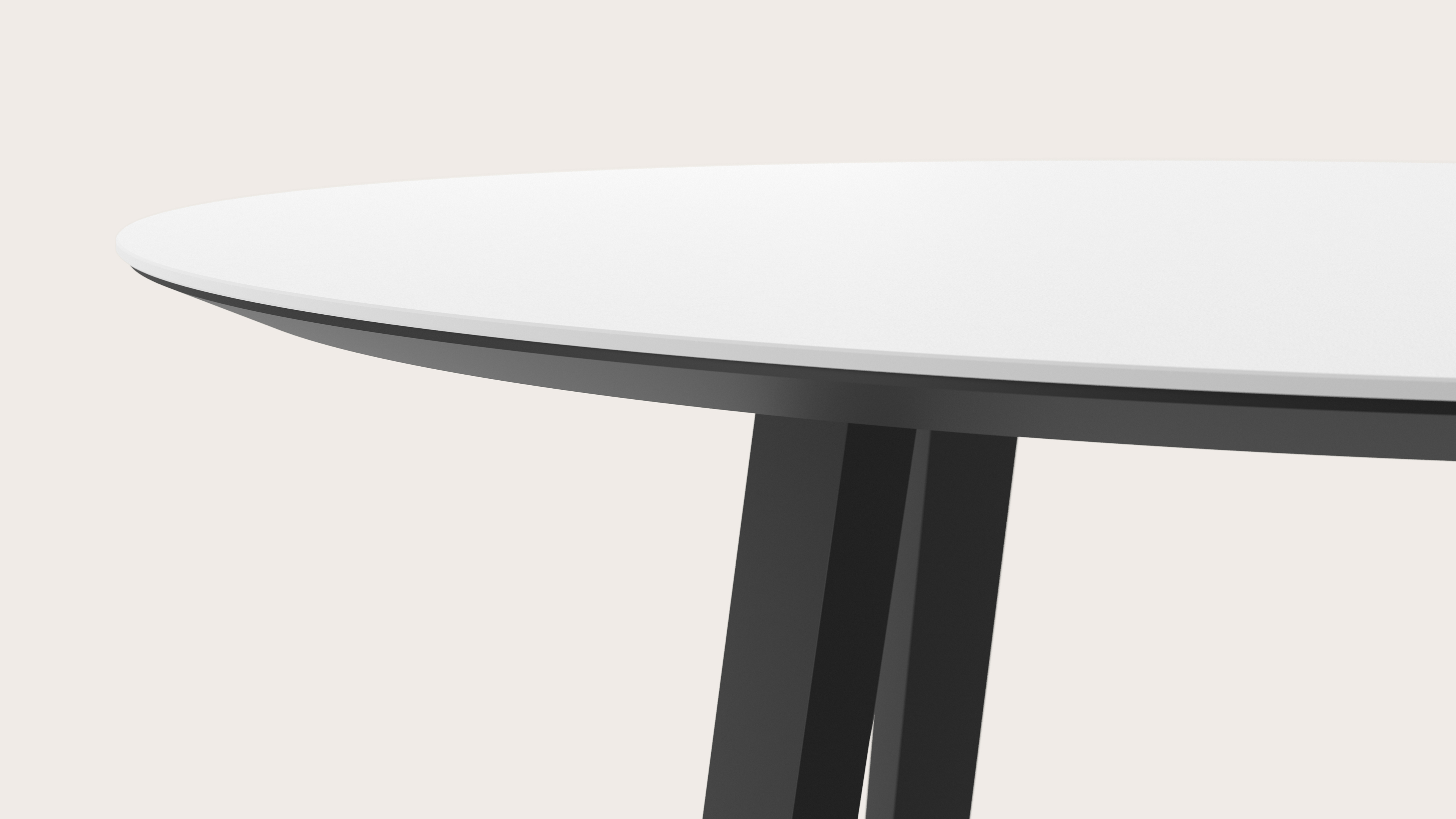 Eettafel Clino onderstel in zwart metaal met rond volkeramisch Ceramo blad in kleur Arctic White Ø130 x 77 cm