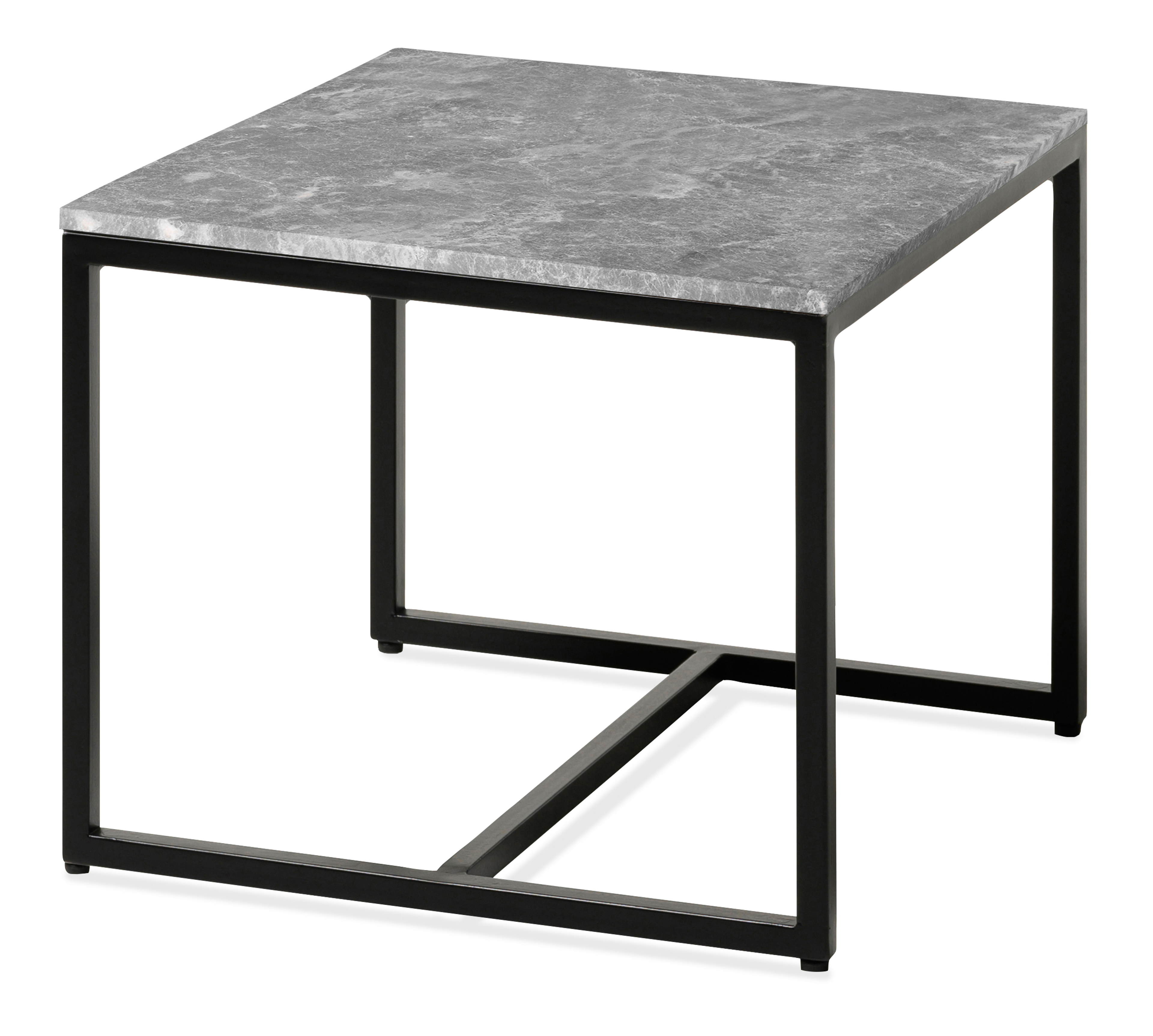 Table d'appoint Kubo armature métal noir avec plateau de table Pietro en marbre couleur Silver Mink