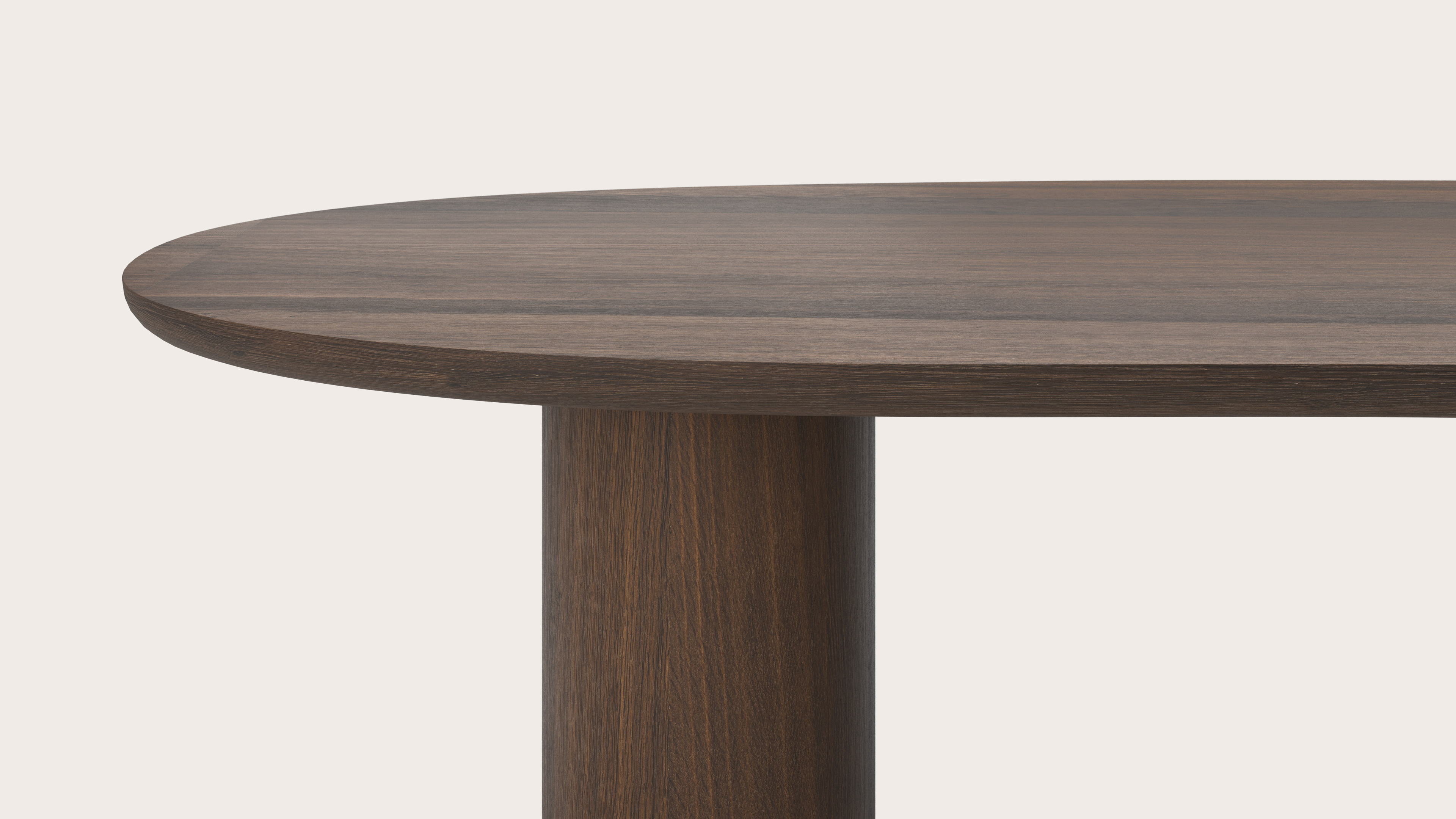 Table de salle à manger Amato Rondo armature avec plateau Amato en forme blob en chêne fumé  300 x 122 x 76 cm