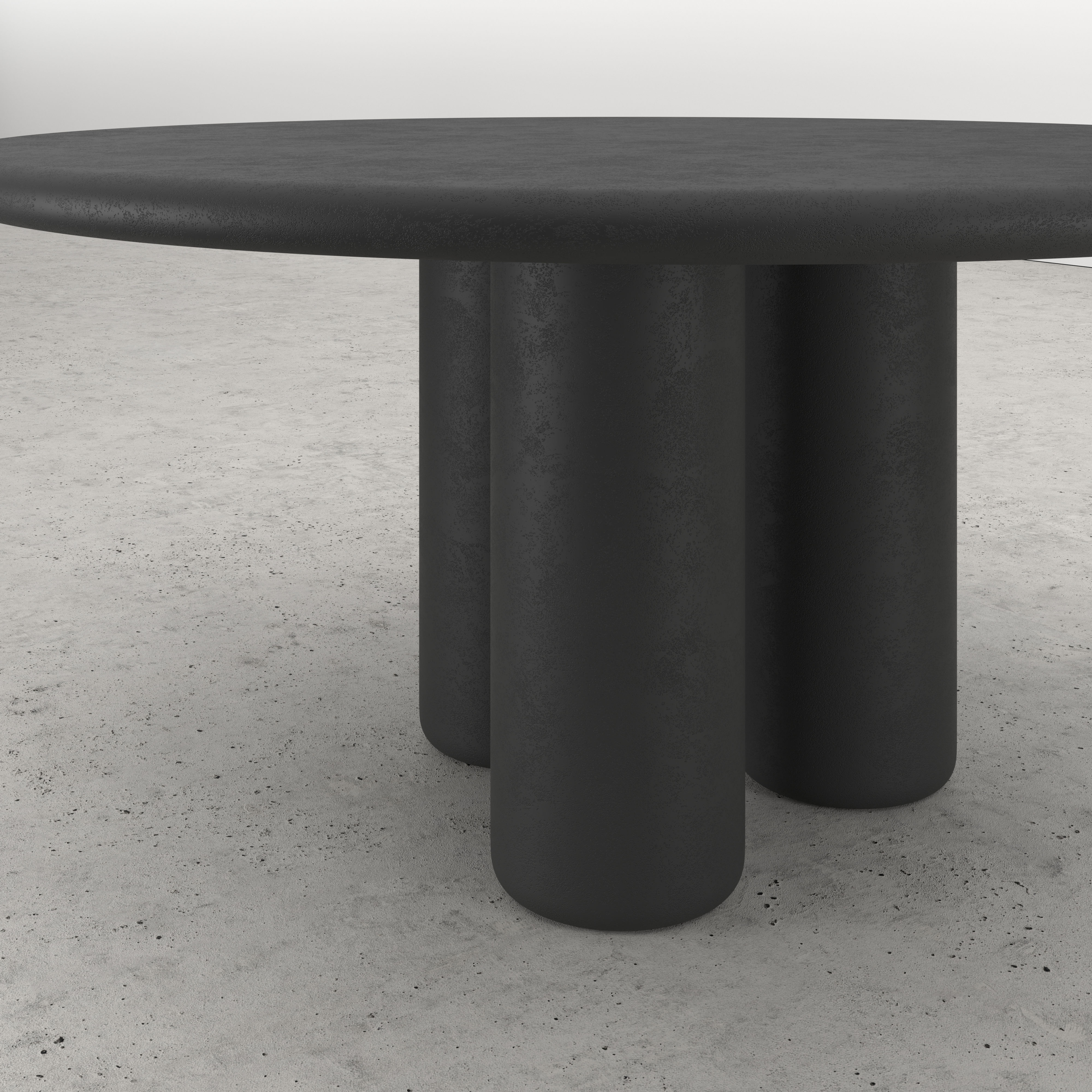 Table de salle à manger Artisano avec plateau Artisano rond en Claylime couleur Charcoal