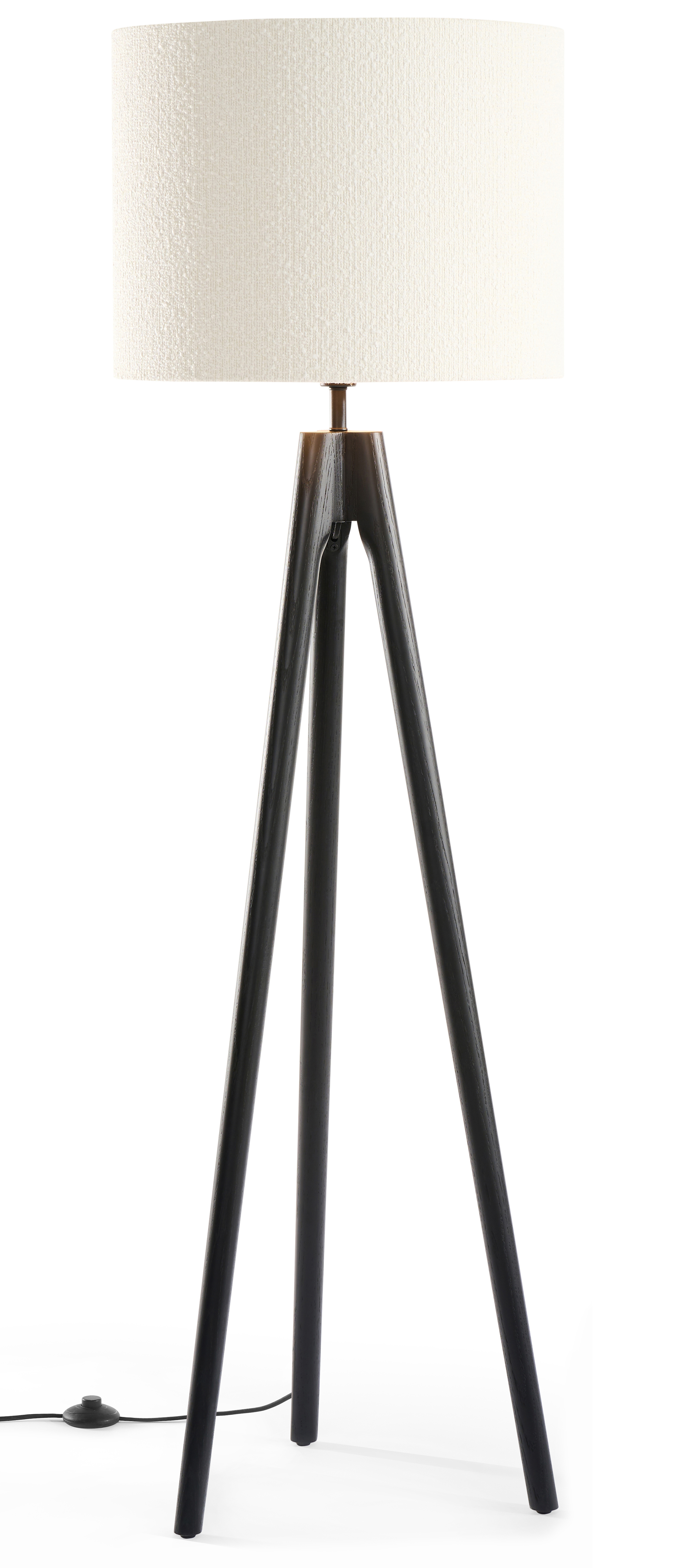 Staande lamp Trepunto in zwarte eik met Giro lampenkap in Bolero stof in kleur White