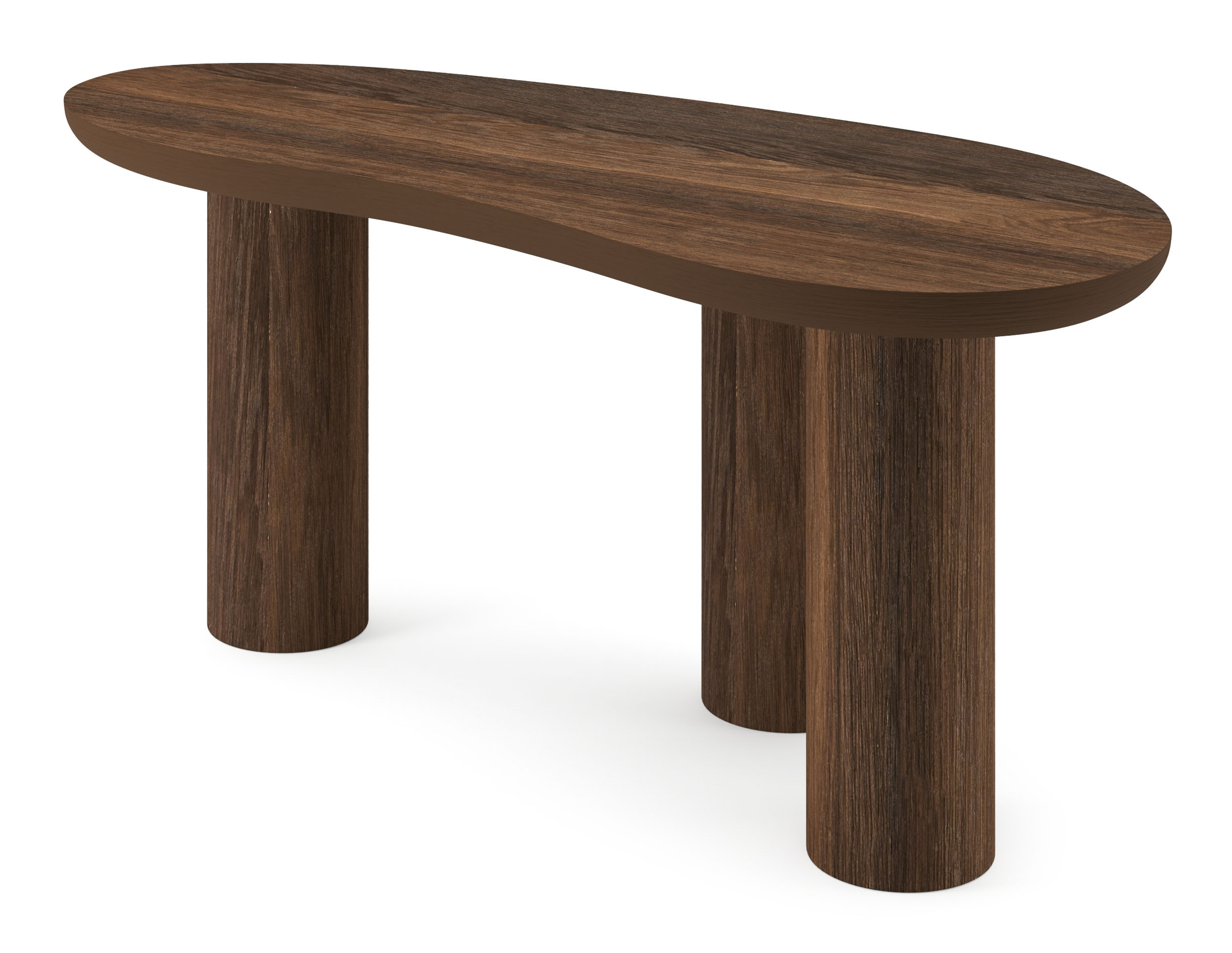 Table basse Amato Rondo XSmall armature avec plateau Amato en forme blob en chêne fumé 89 x 39 x 39 cm