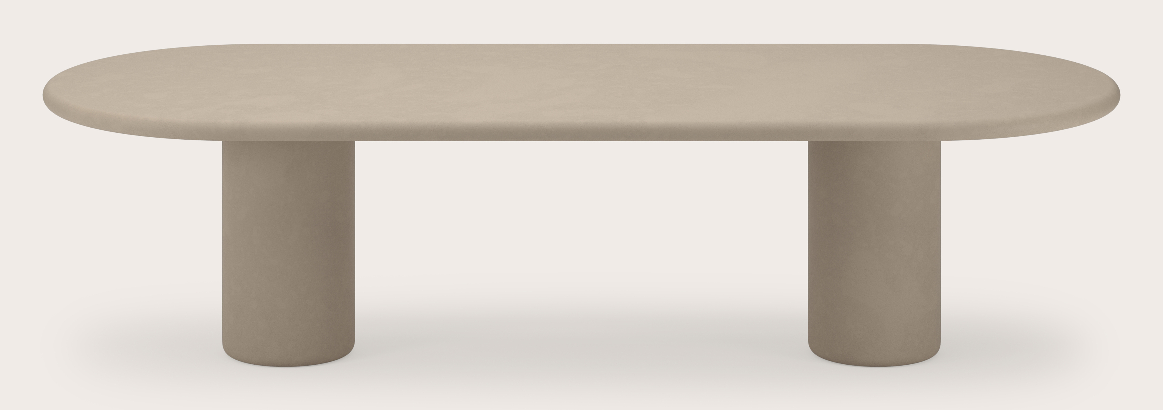 Eettafel Artisano met plat ovaal Artisano blad in Claylime kleur Limestone