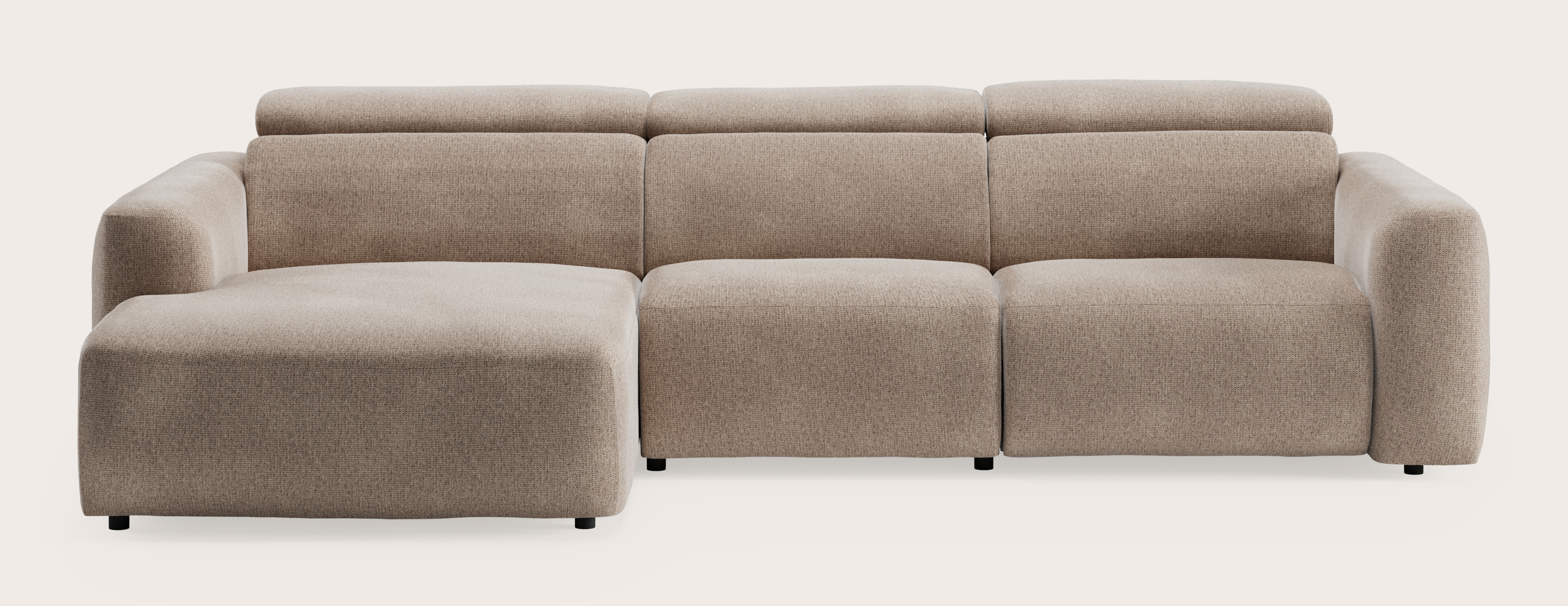 Canapé d'angle Lassa 3,5 places en Fuga tissu Taupe