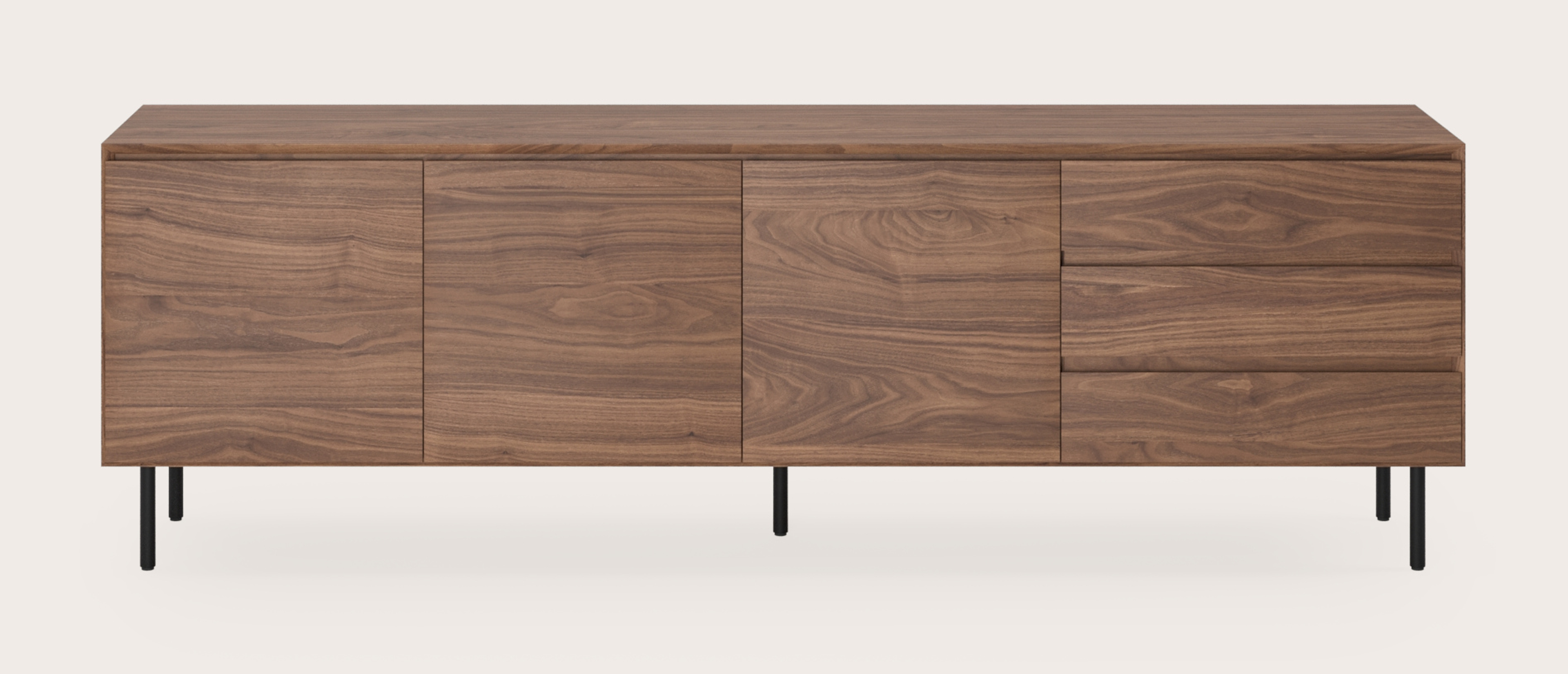 Buffet Arno en noyer avec pieds ronds 215 x 45 cm