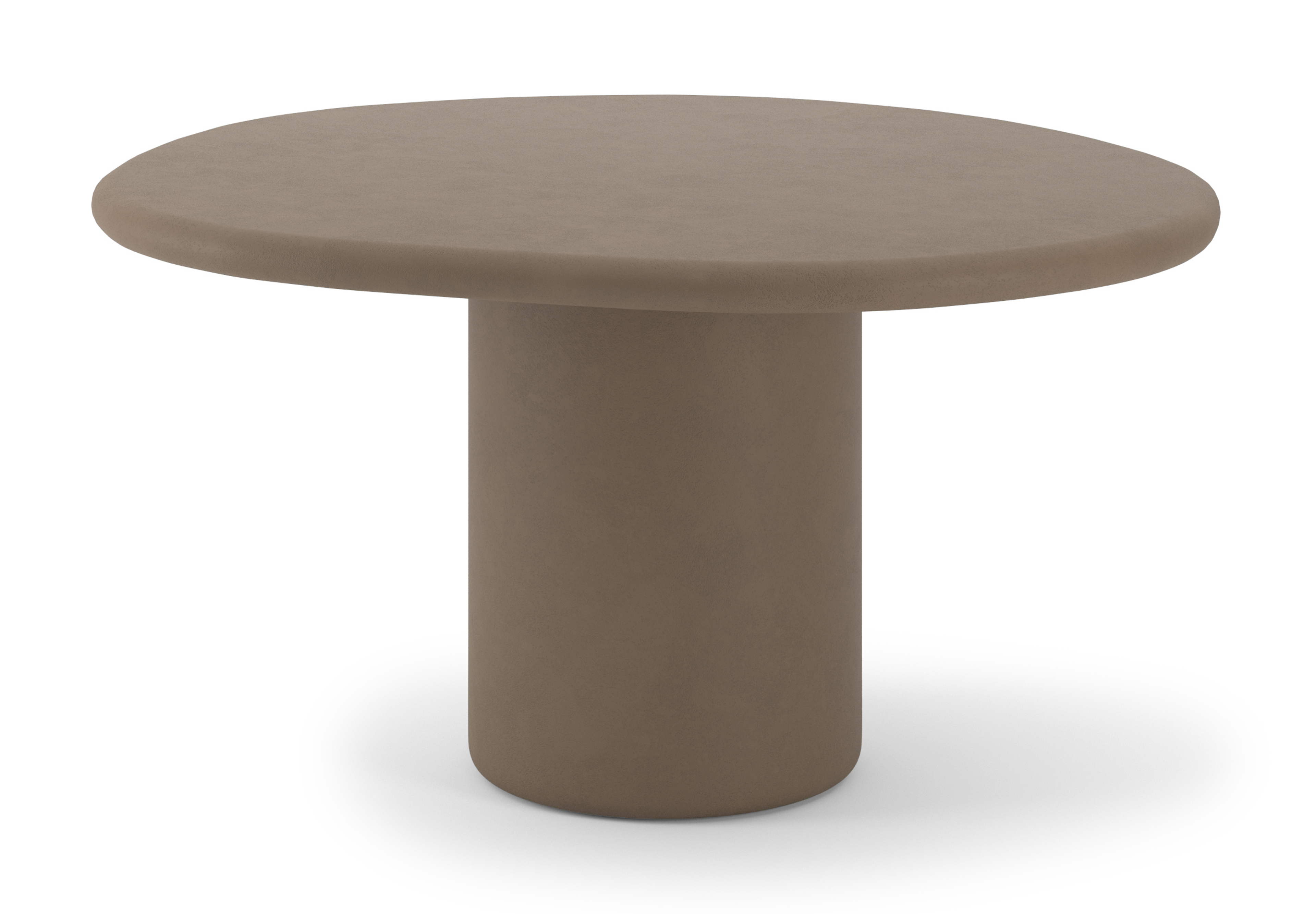 Table de salle à manger low dining Artisano forme pebble en Claylime couleur Desert 140 x 126 x 76 cm