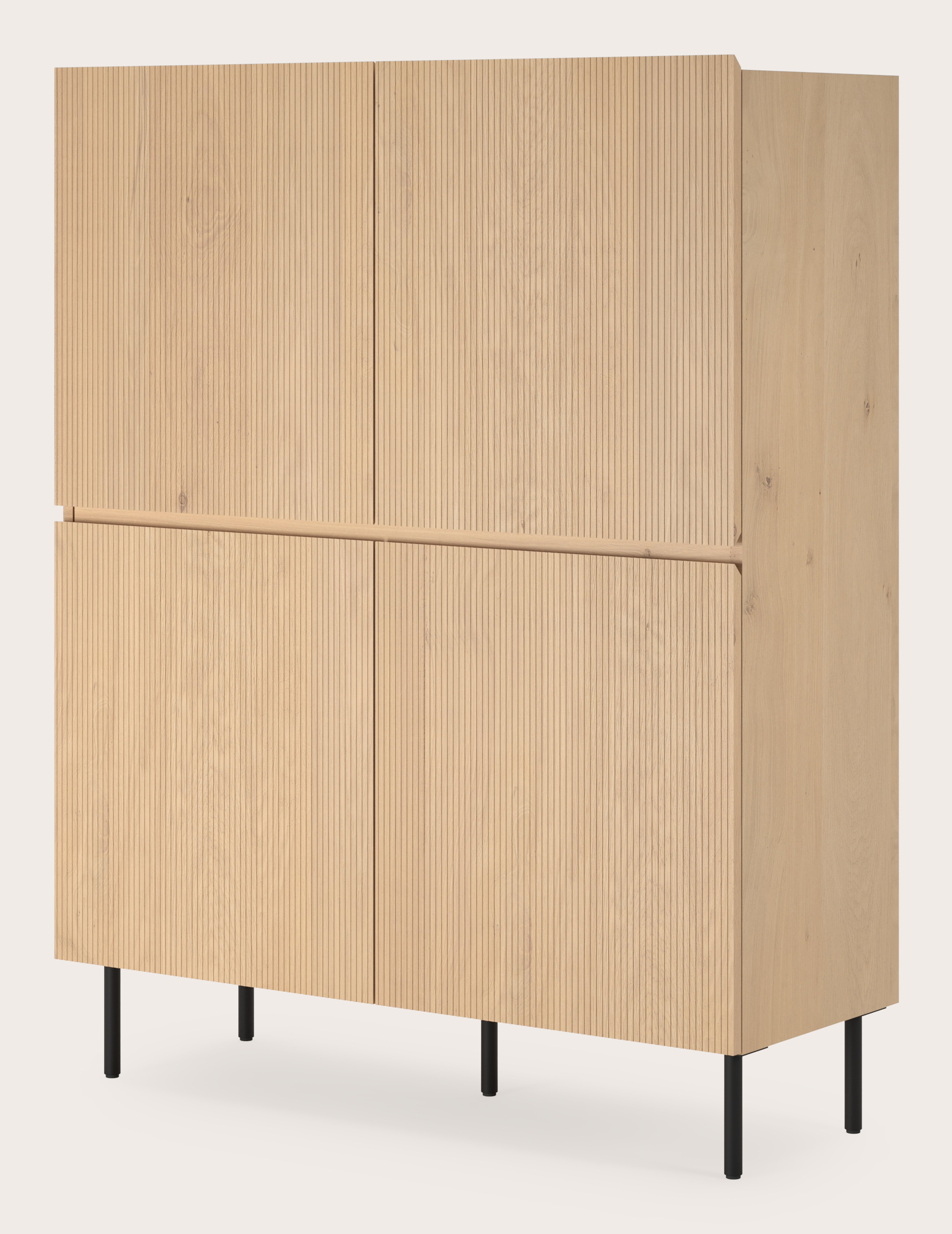 Armoire de bar Grivolo en chêne couleur naturelle avec pieds ronds 120 x 45 cm