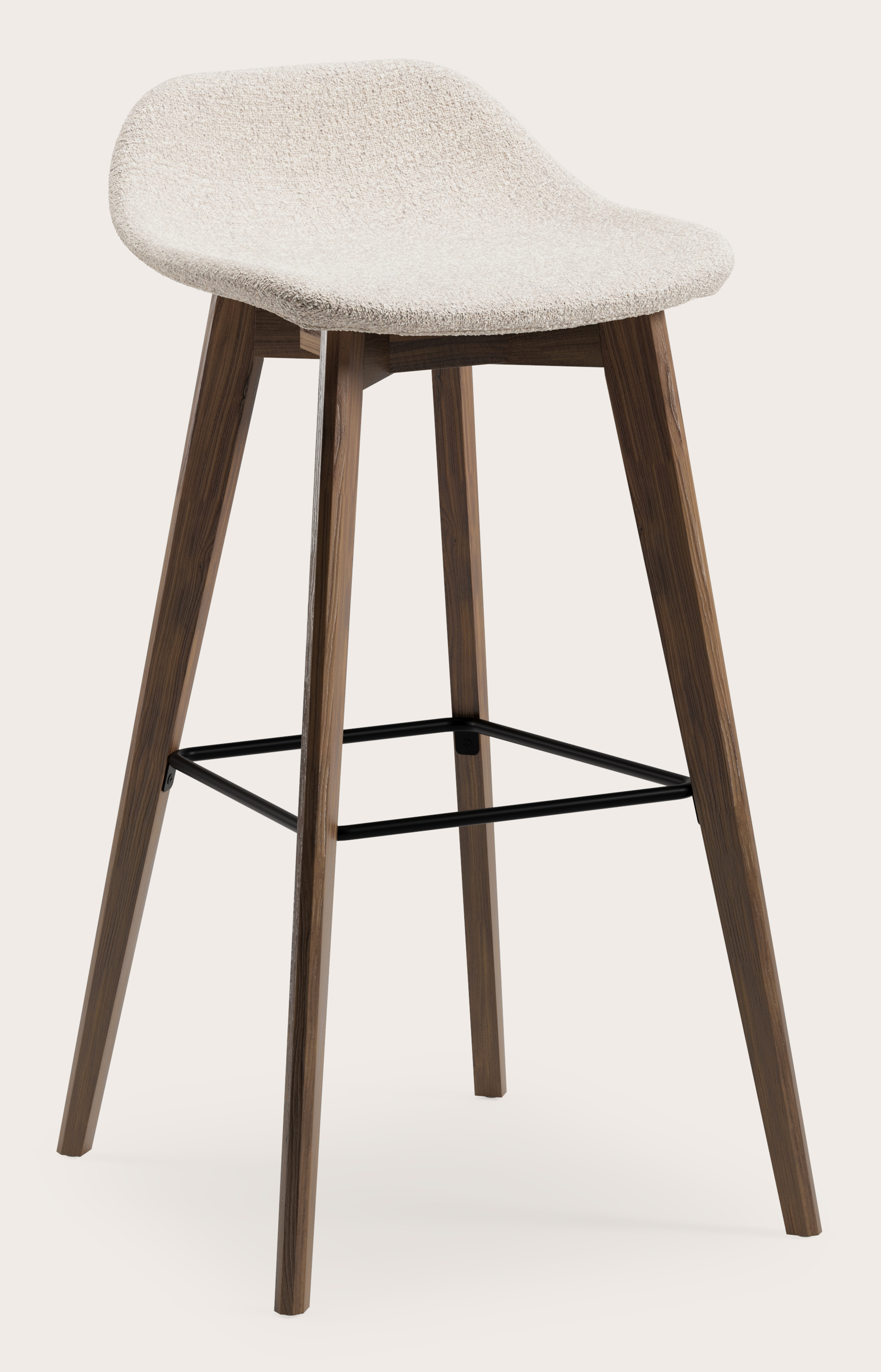 Vasco tabouret de bar haute noyer avec assise en Stanza tissu Natural