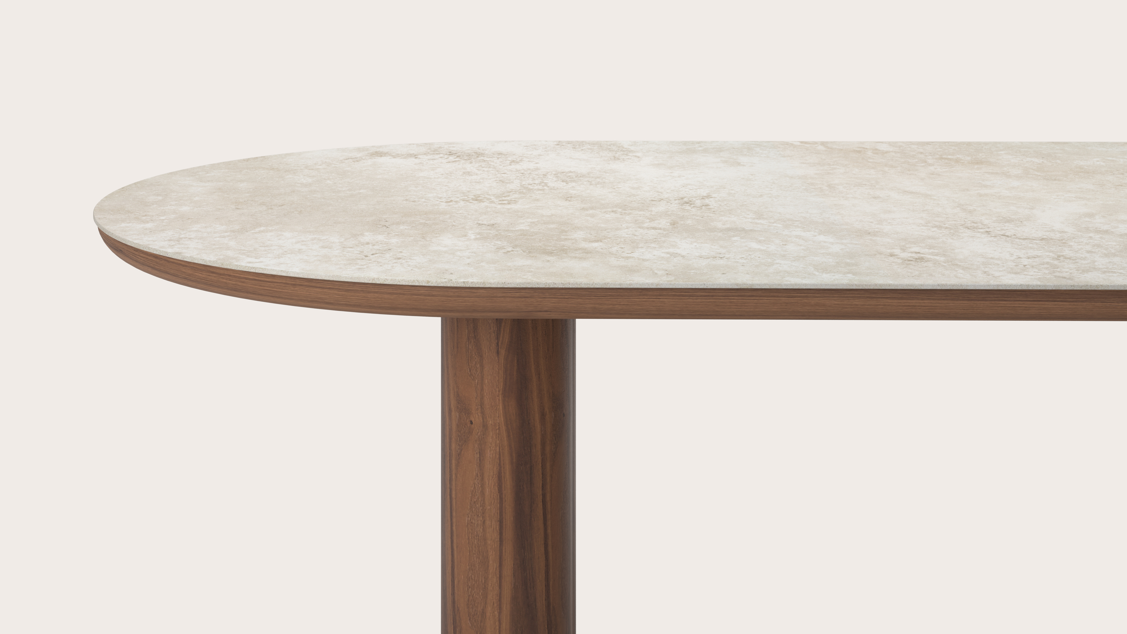 Table de salle à manger Amato Rondo armature en noyer avec plateau Ceramo ovale plat en céramique en couleur Rapolano 300 x 120 x 76 cm