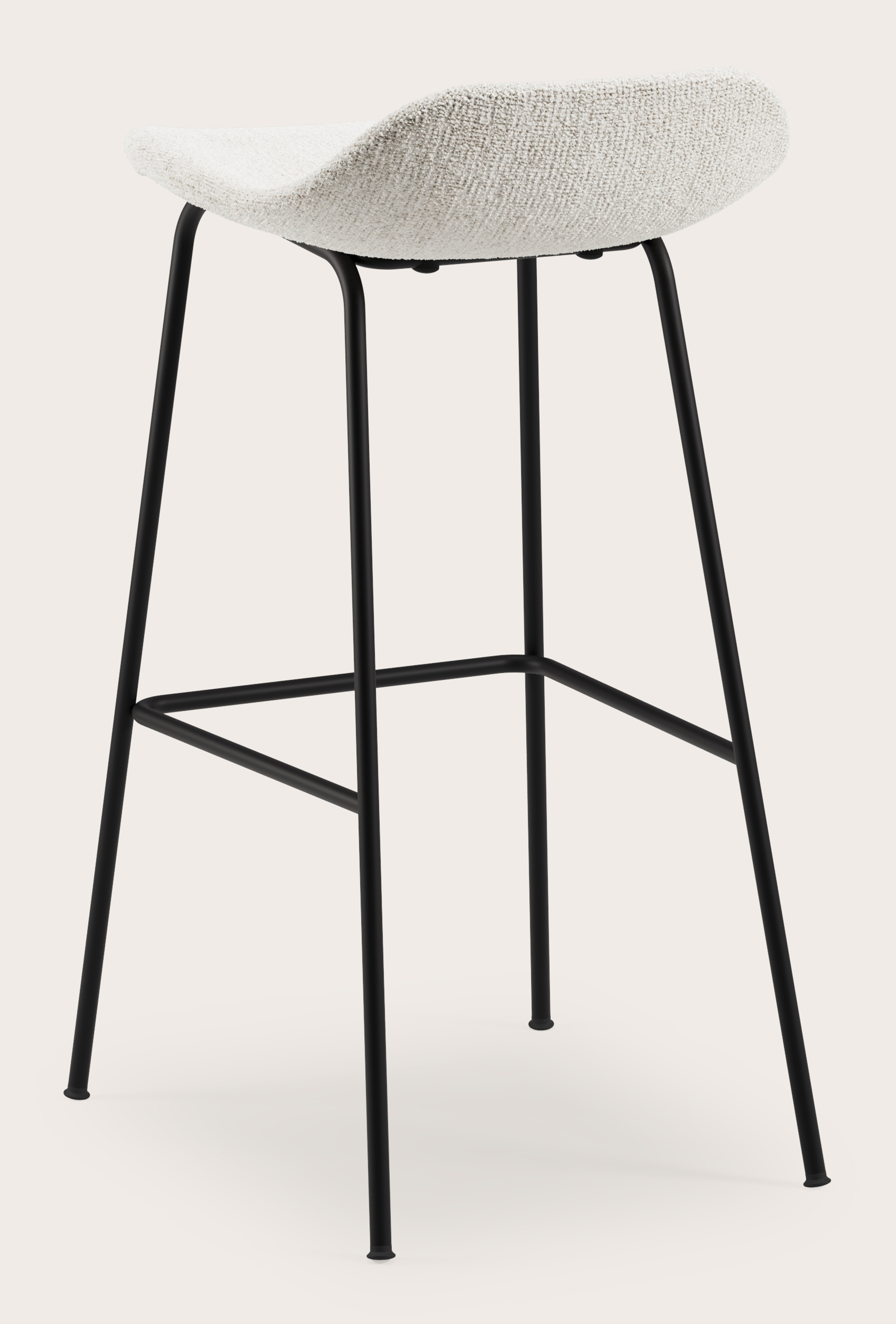 Vasco tabouret de bar haute métal noir avec assise en Poco tissu Beige