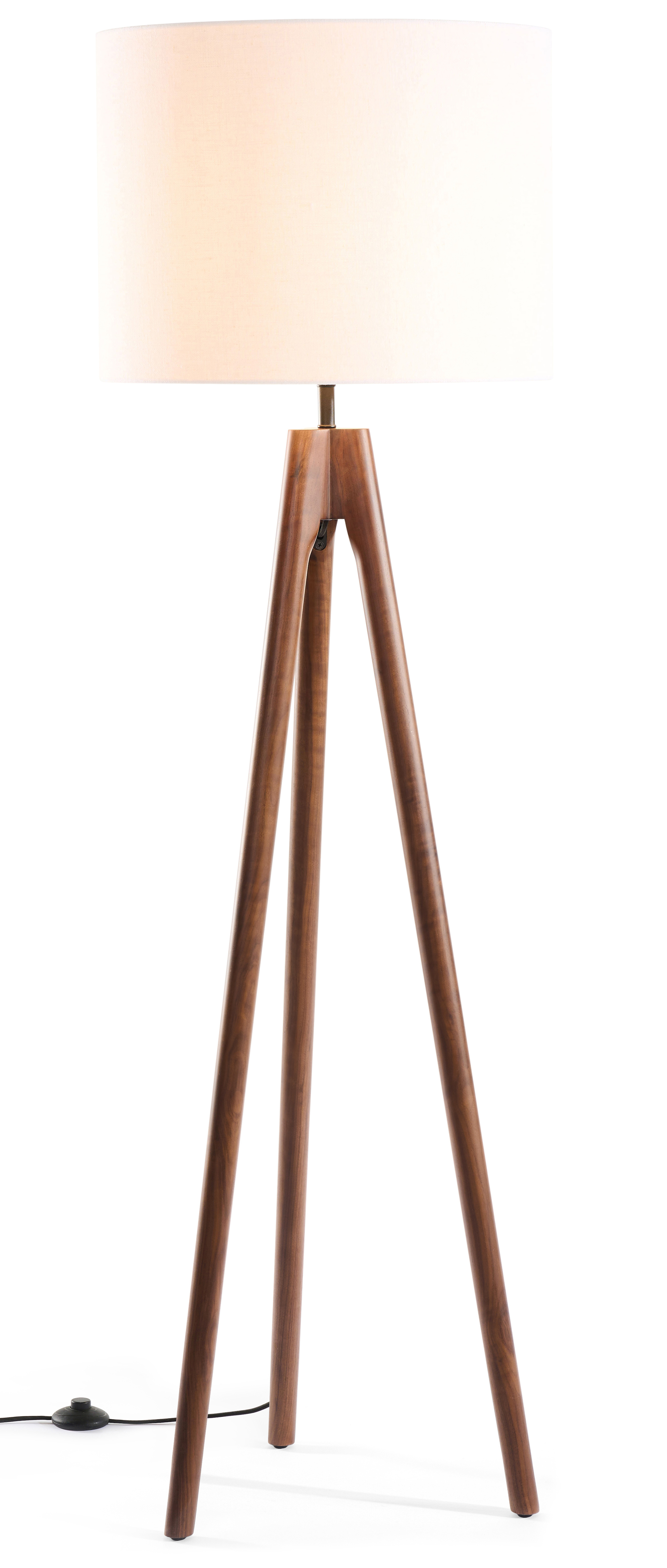Staande lamp Trepunto in walnoot met Giro lampenkap in Livigno stof in kleur Egg White