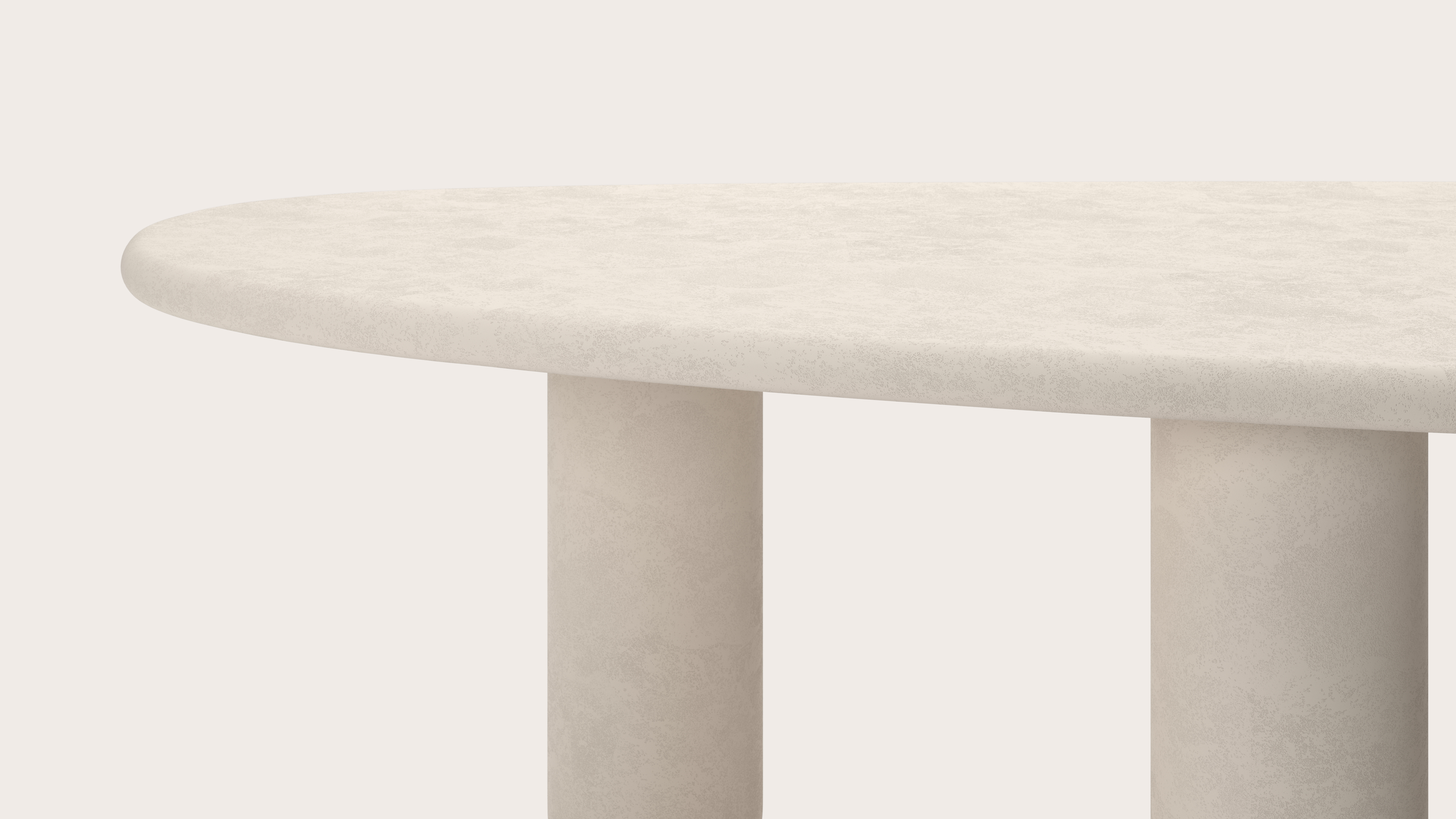 Eettafel Artisano met rockvormig Artisano blad in Claylime kleur Eggshell