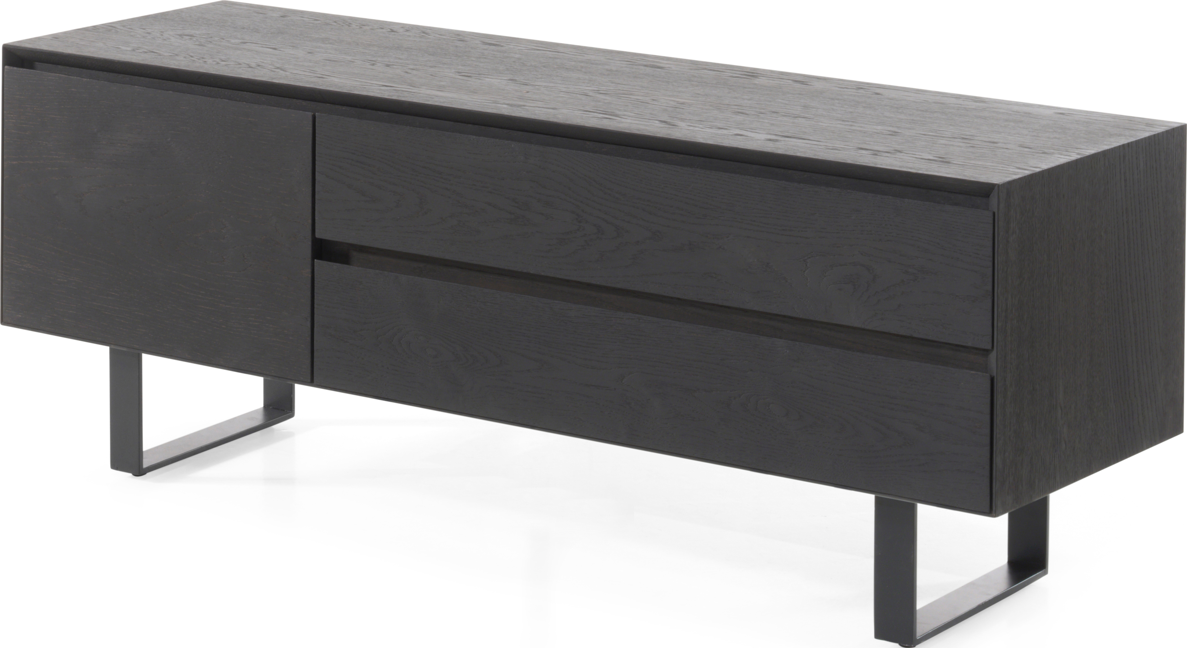 Arno tv-meubel in zwarte eik met U-poten 130 x 45 cm