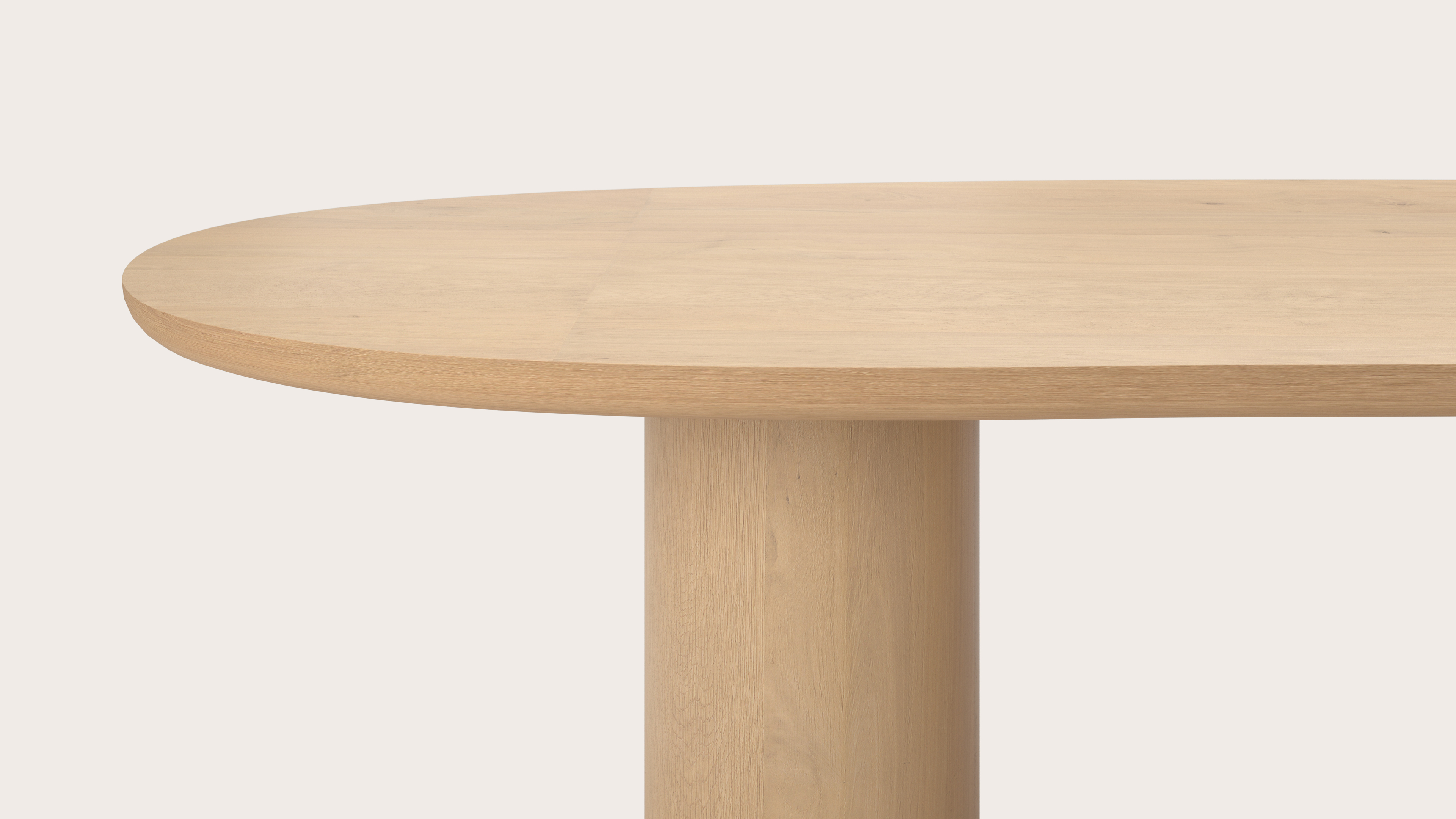 Table de salle à manger Amato Rondo armature avec plateau Amato en forme blob en chêne couleur naturelle 340 x 127 x 79 cm
