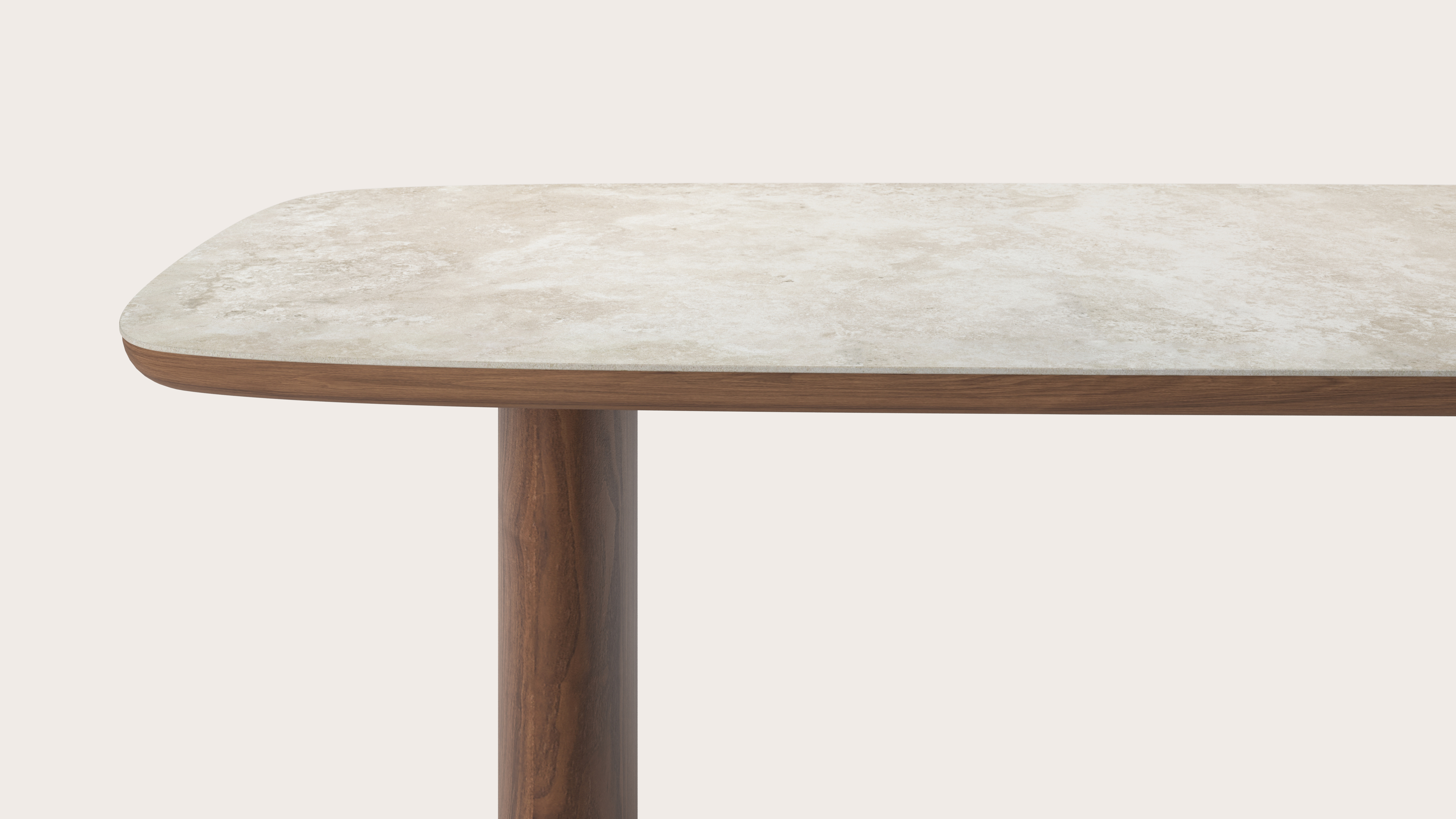 Table de salle à manger Amato Ellipso armature en noyer avec plateau Ceramo forme arrondie en céramique en couleur Rapolano 220 x 105 x 76 cm