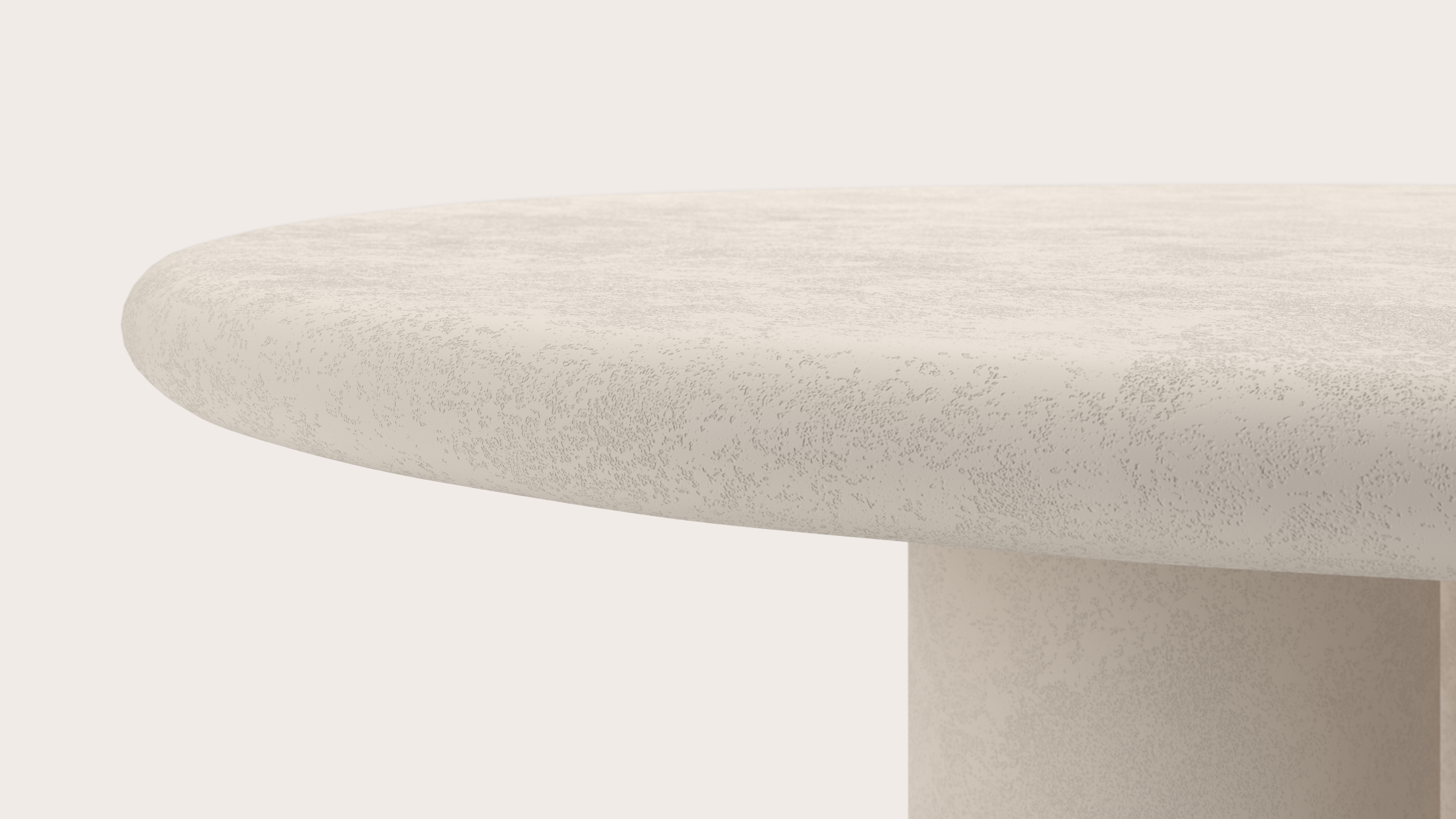 Eettafel Artisano met pebblevormig Artisano blad in Claylime kleur Eggshell