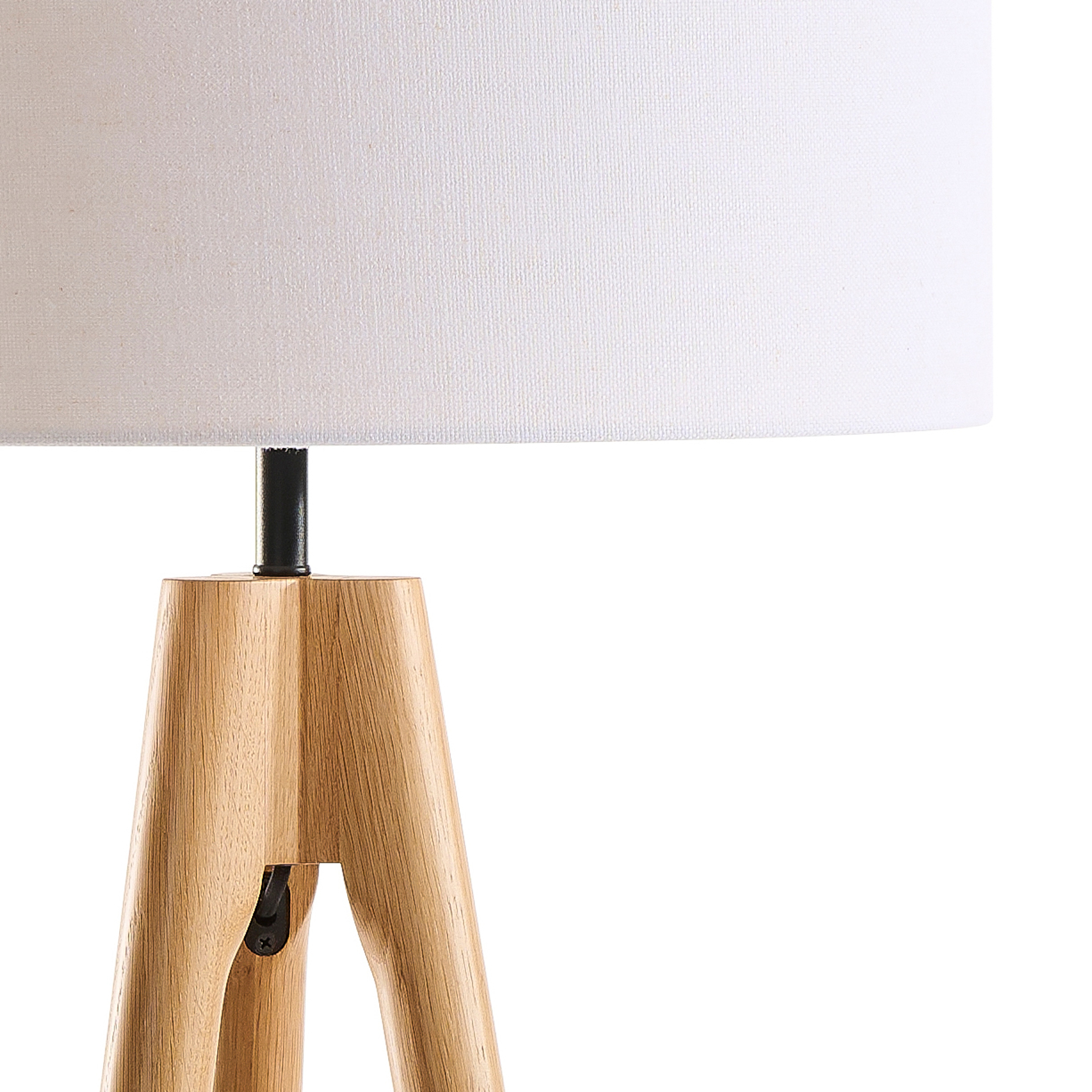 Staande lamp Trepunto in natuurkleurige eik met Giro lampenkap in Livigno stof in kleur Egg White