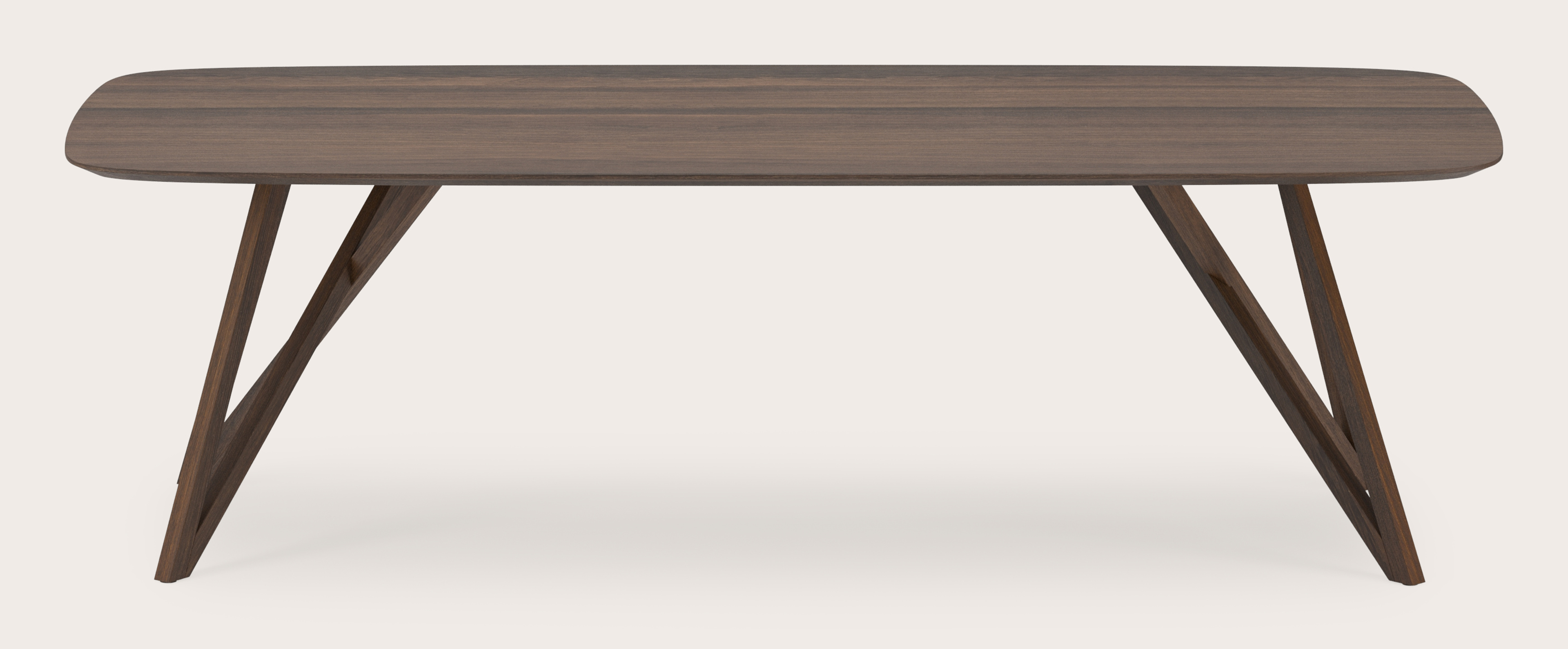 Table de salle à manger Ragno armature en chêne fumé avec plateau Finesso forme arrondie en chêne fumé 260 x 110 x 77 cm