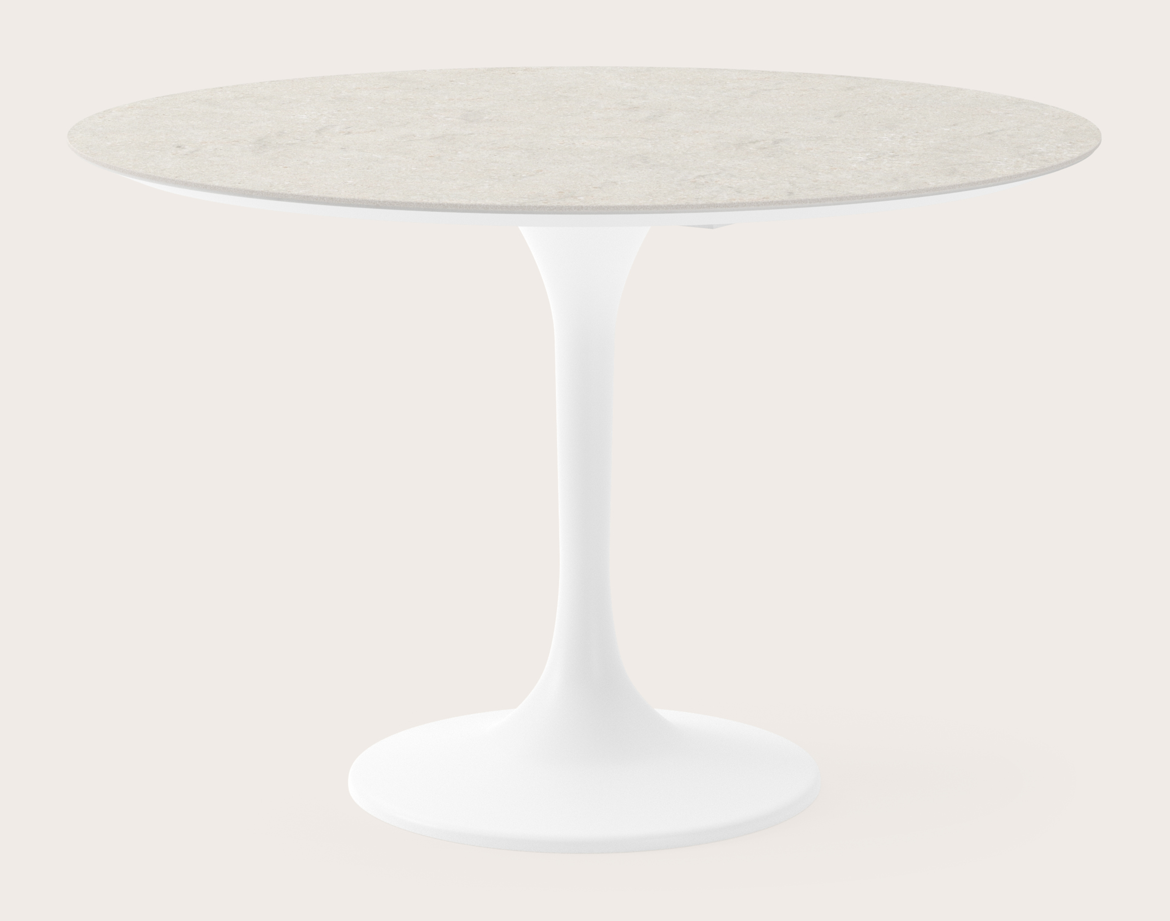 Table de salle à manger Tulipo armature en métal blanc avec plateau Ceramo rond en céramique en couleur Shilin Ø120 x 77 cm