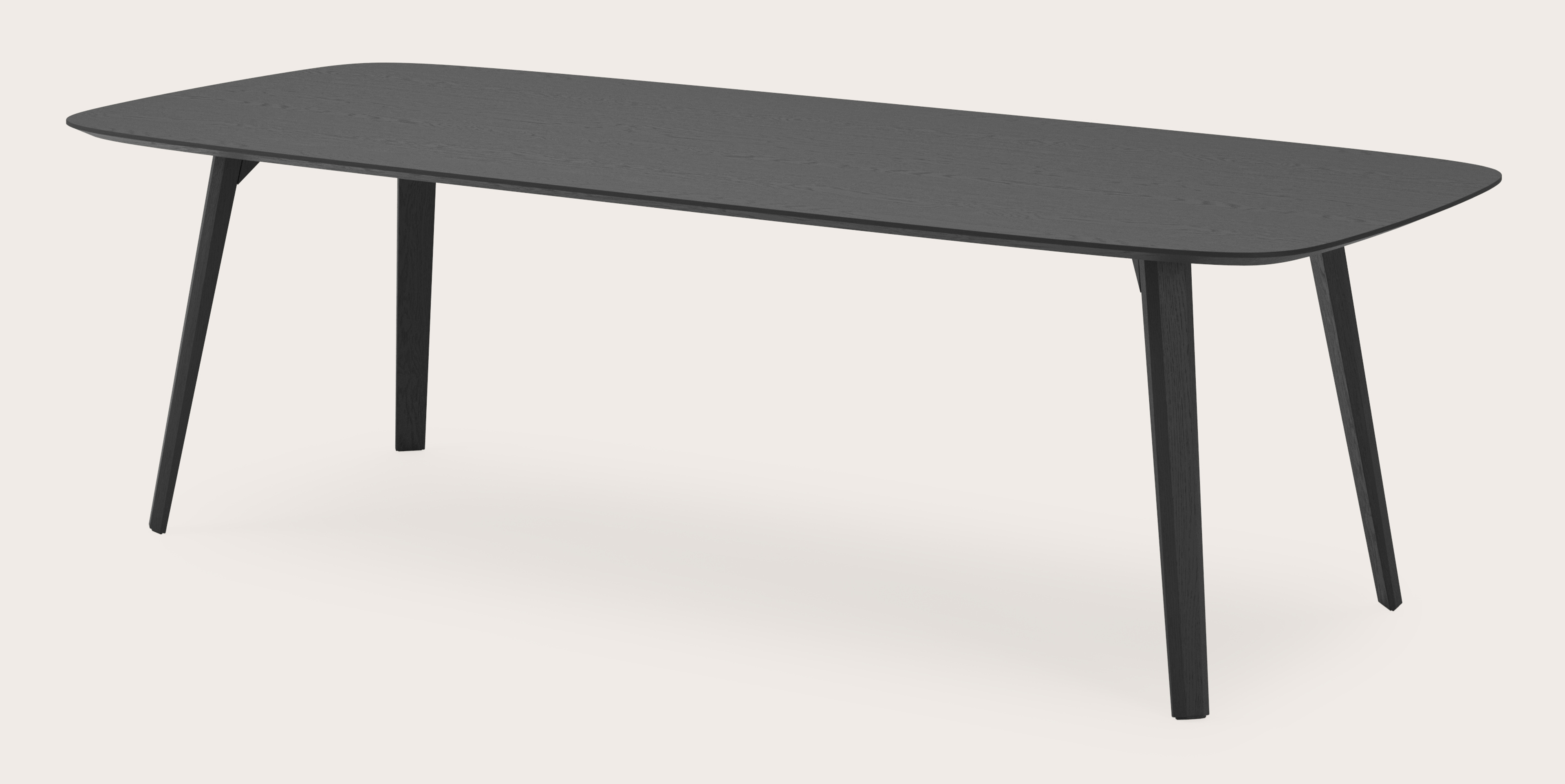 Table de salle à manger Clino armature en chêne noir avec plateau Finesso en forme arrondi en chêne noir 260 x 110 x 77 cm