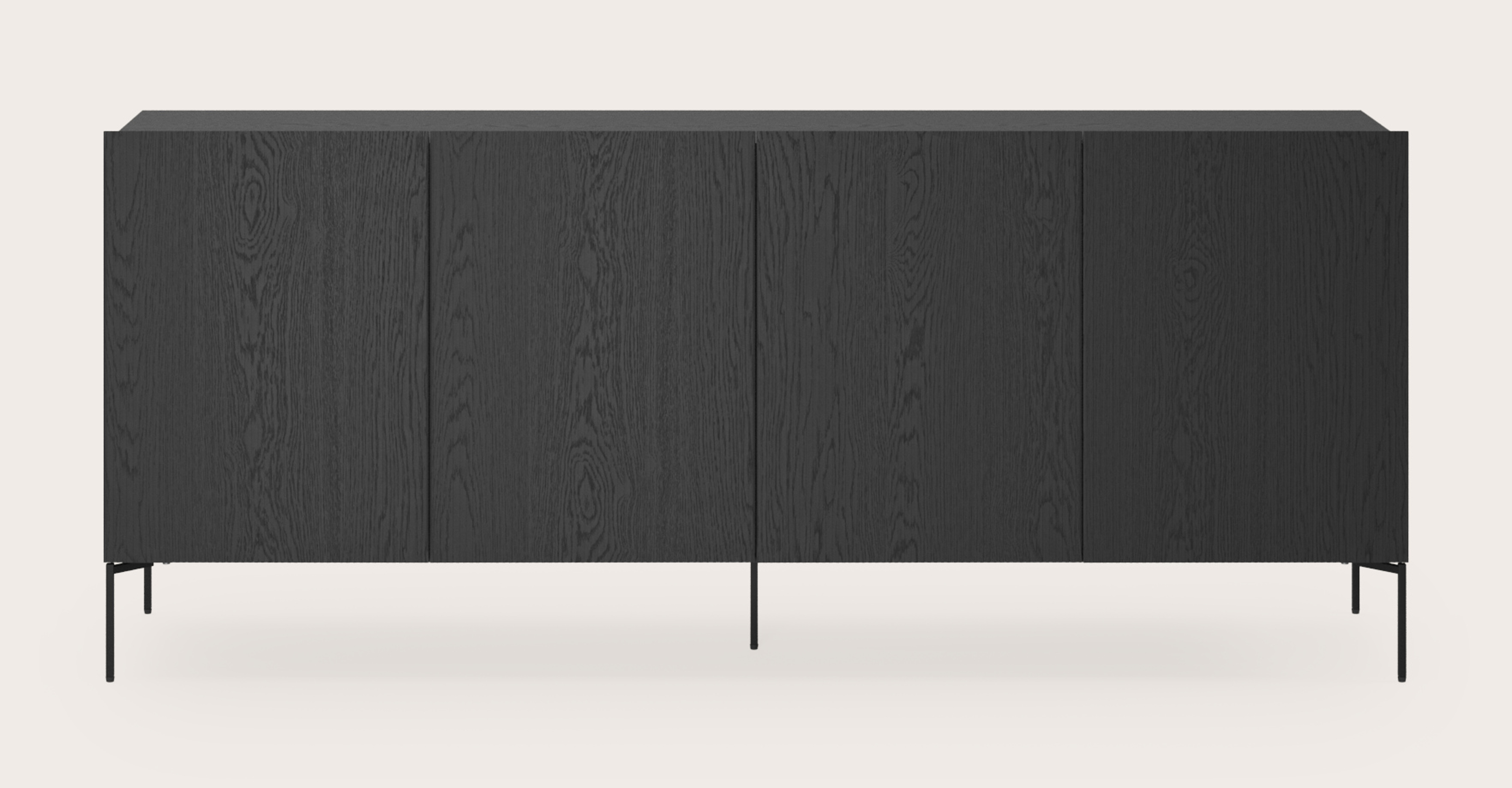 Buffet Grivolo en chêne noir avec pieds carrés 199 x 45 cm