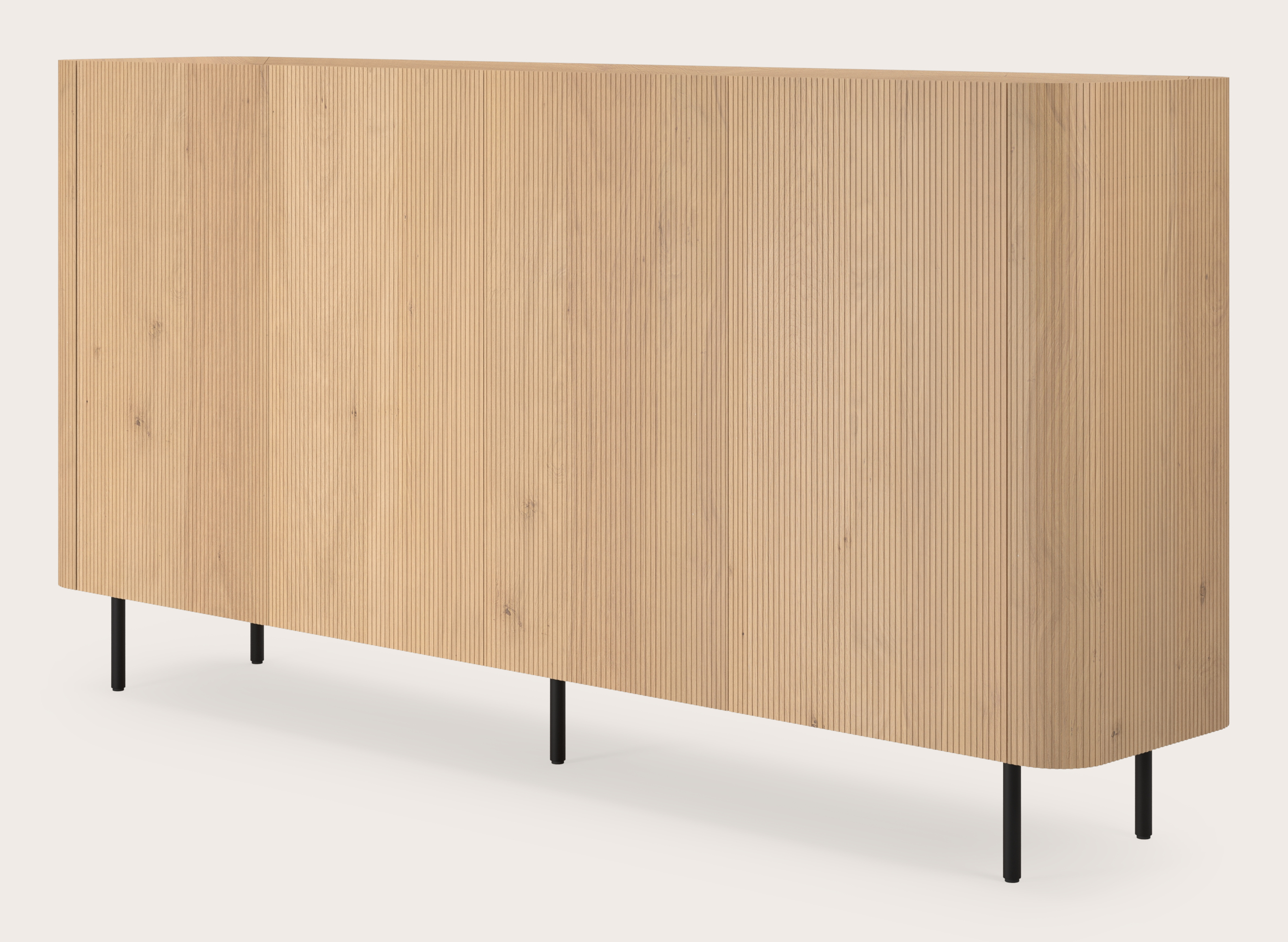 Grivato hoge dressoir in natuurkleurige eik met ronde poten 219 x 45 cm