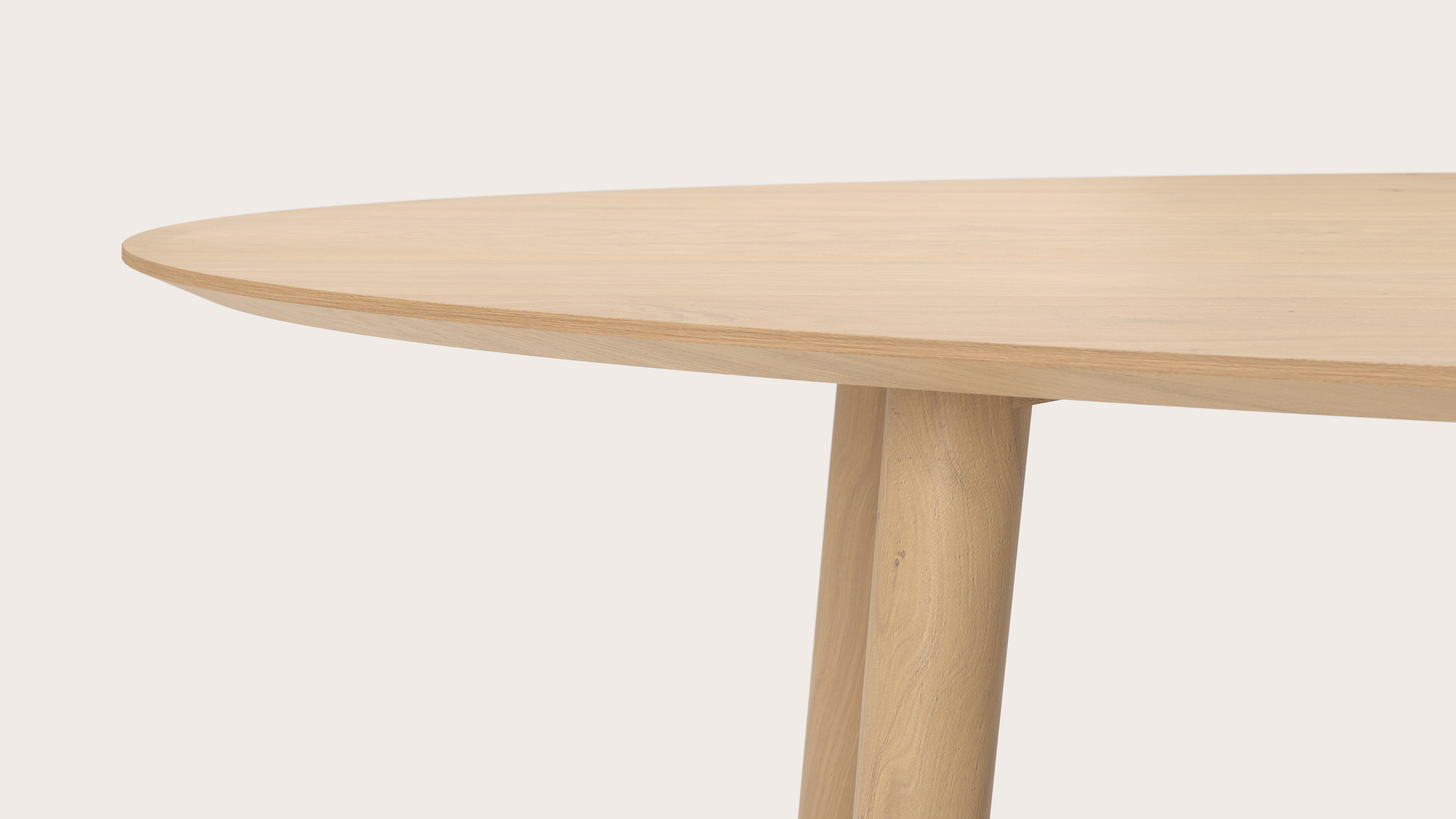 Table de salle à manger Conico armature en chêne couleur naturelle avec plateau Finesso en forme ovale en chêne couleur naturelle 300 x 140 x 77 cm