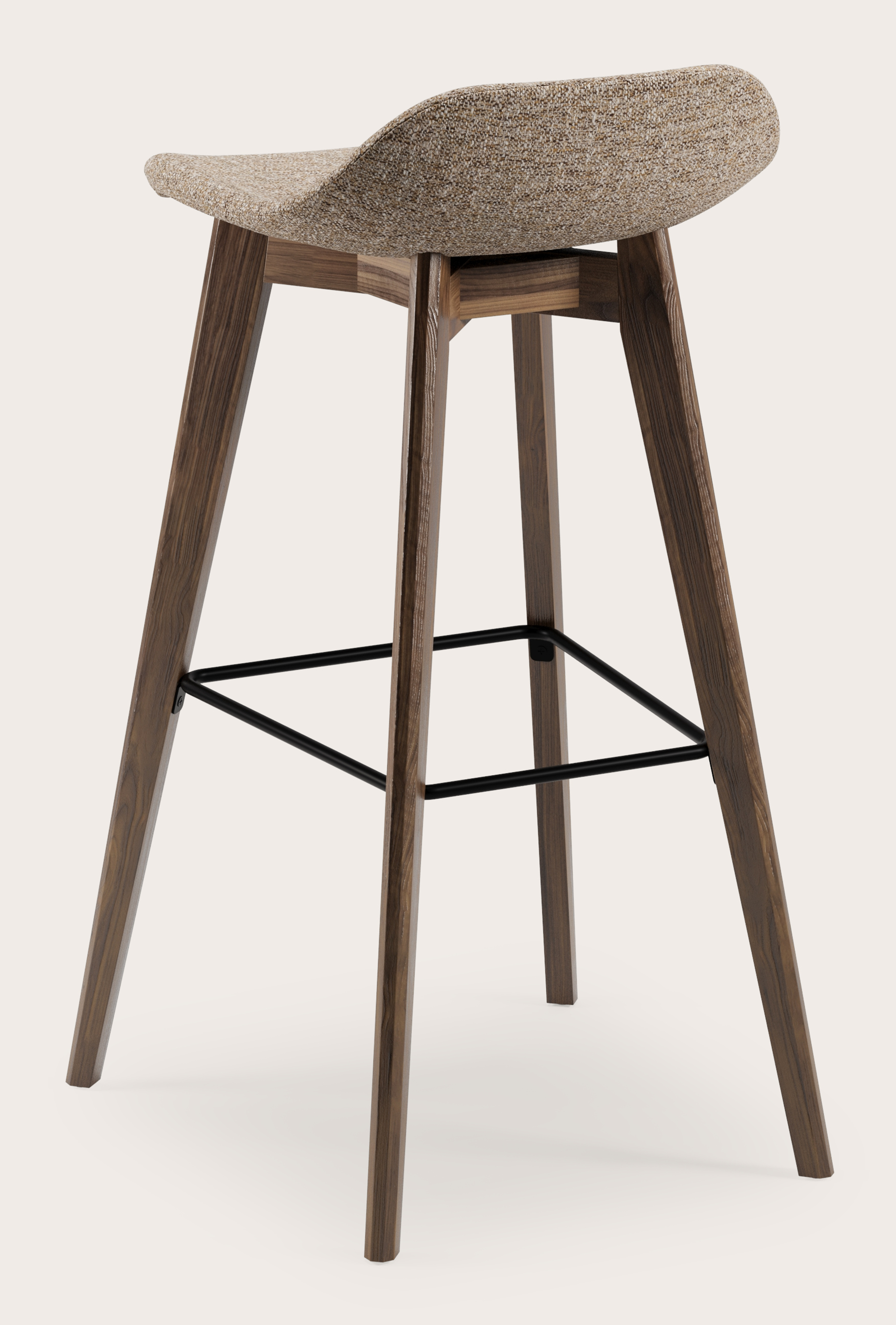Vasco tabouret de bar haute noyer avec assise en Stanza tissu Brown